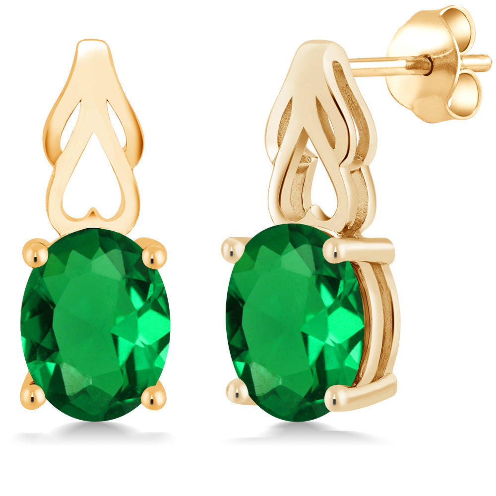 9X7MM Oval Gemstone Birthstone Drop Dangle Earrings For Women | 18K Yellow Gold Plated Silver | Fine Jewelry Gifts for Her Mom Women Wife