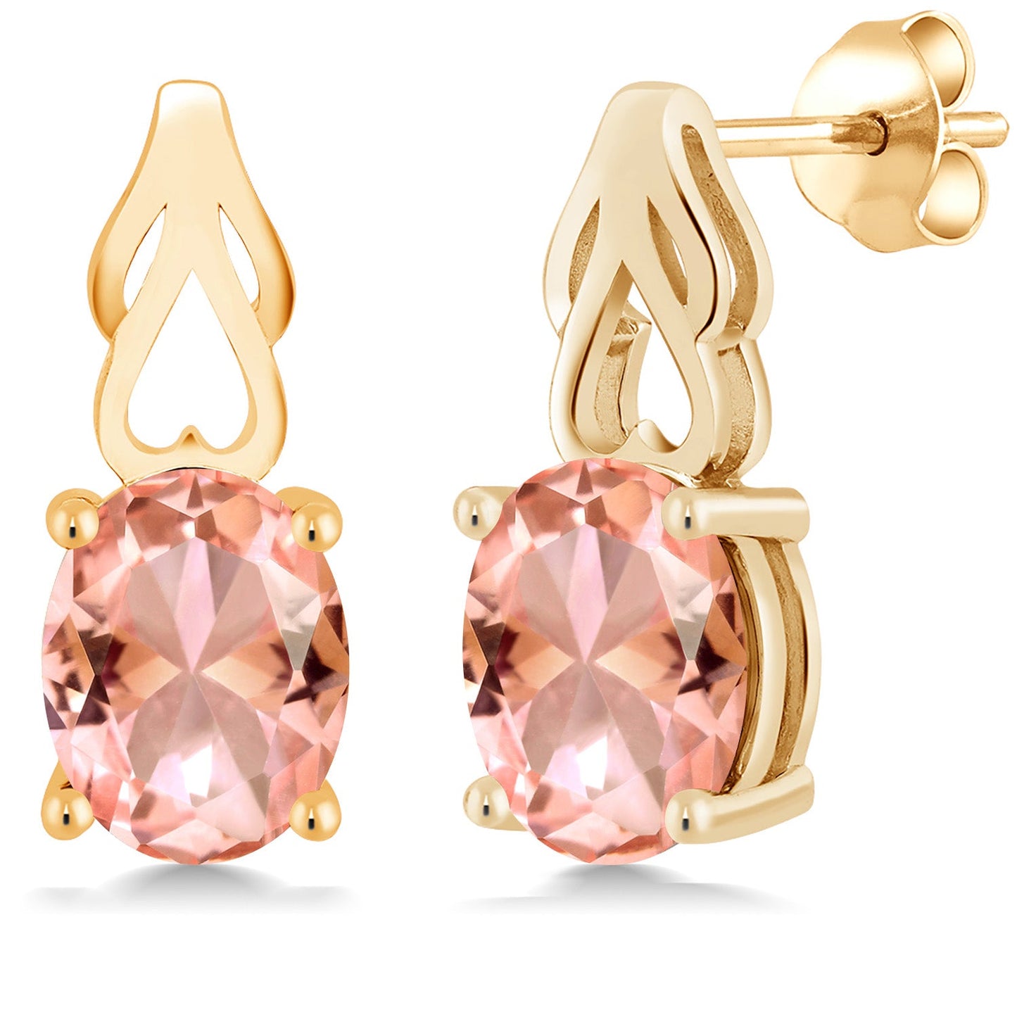 9X7MM Oval Gemstone Birthstone Drop Dangle Earrings For Women | 18K Yellow Gold Plated Silver | Fine Jewelry Gifts for Her Mom Women Wife