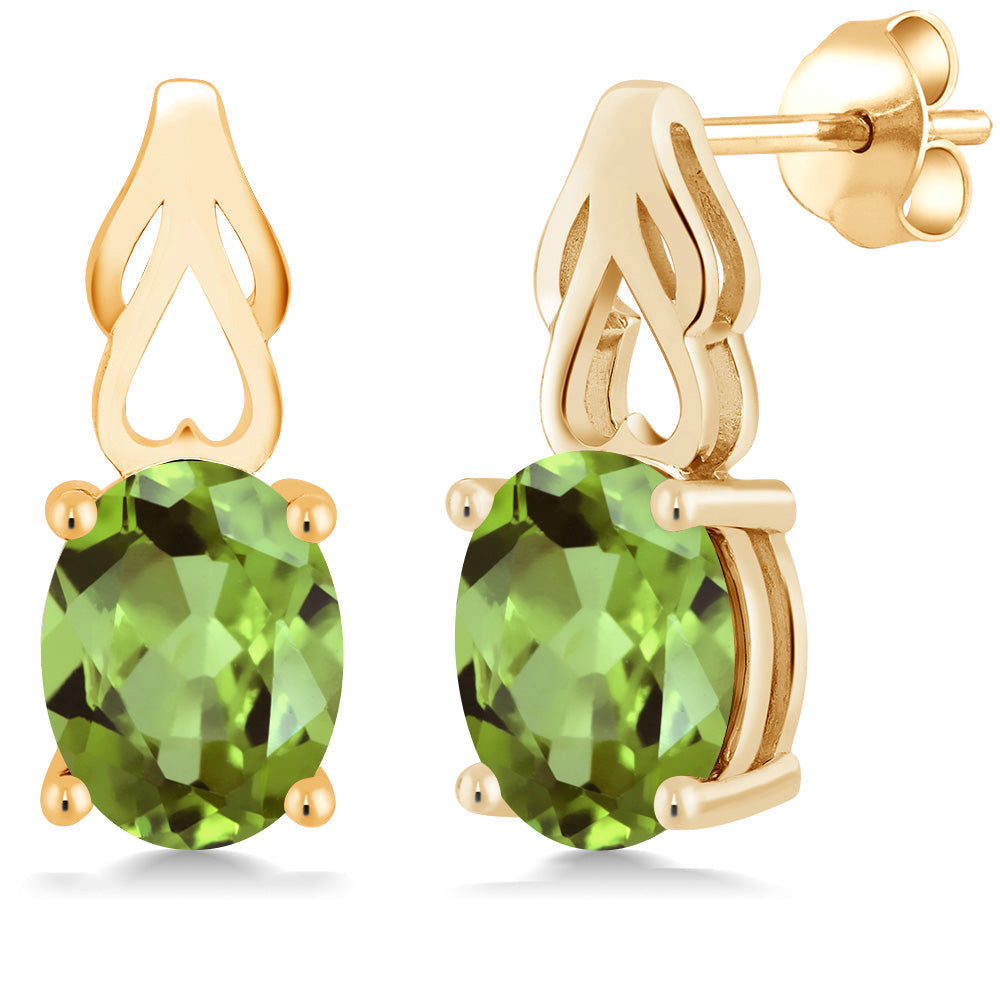 9X7MM Oval Gemstone Birthstone Drop Dangle Earrings For Women | 18K Yellow Gold Plated Silver | Fine Jewelry Gifts for Her Mom Women Wife