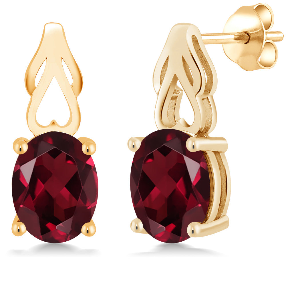 9X7MM Oval Gemstone Birthstone Drop Dangle Earrings For Women | 18K Yellow Gold Plated Silver | Fine Jewelry Gifts for Her Mom Women Wife