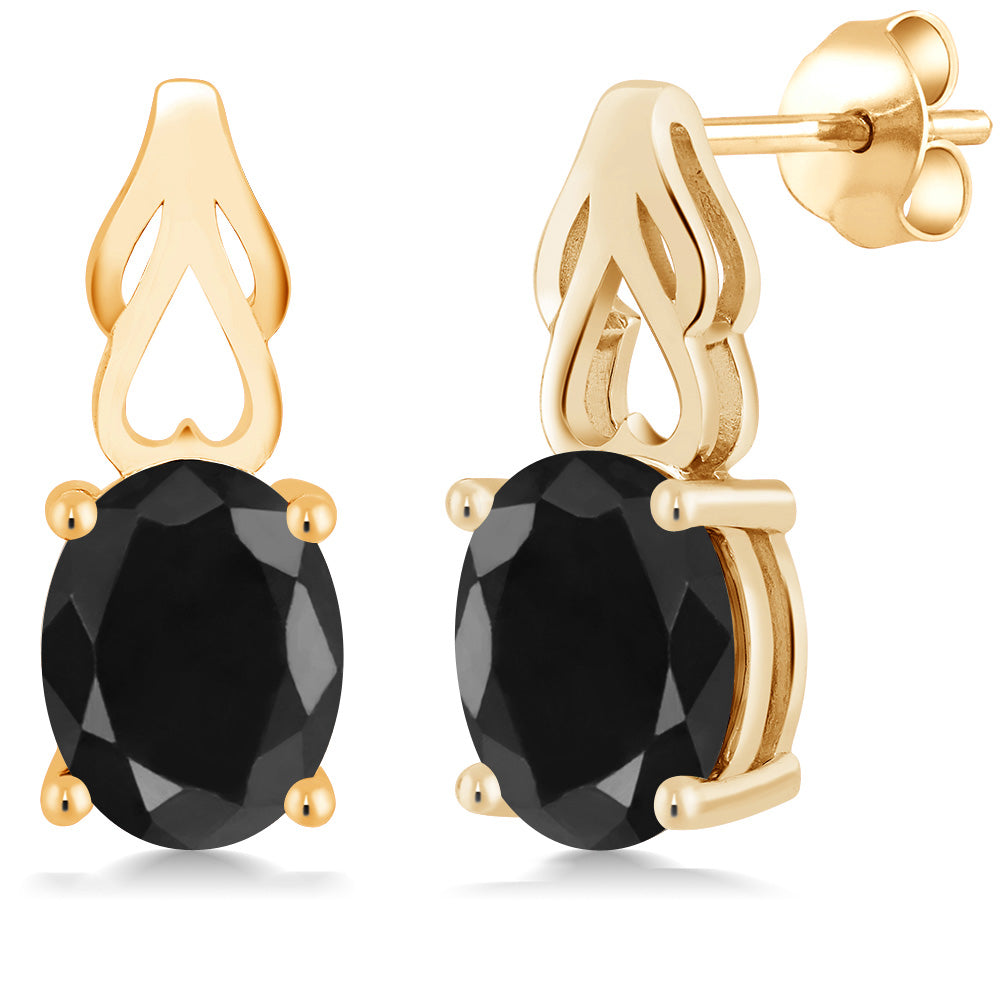 9X7MM Oval Gemstone Birthstone Drop Dangle Earrings For Women | 18K Yellow Gold Plated Silver | Fine Jewelry Gifts for Her Mom Women Wife