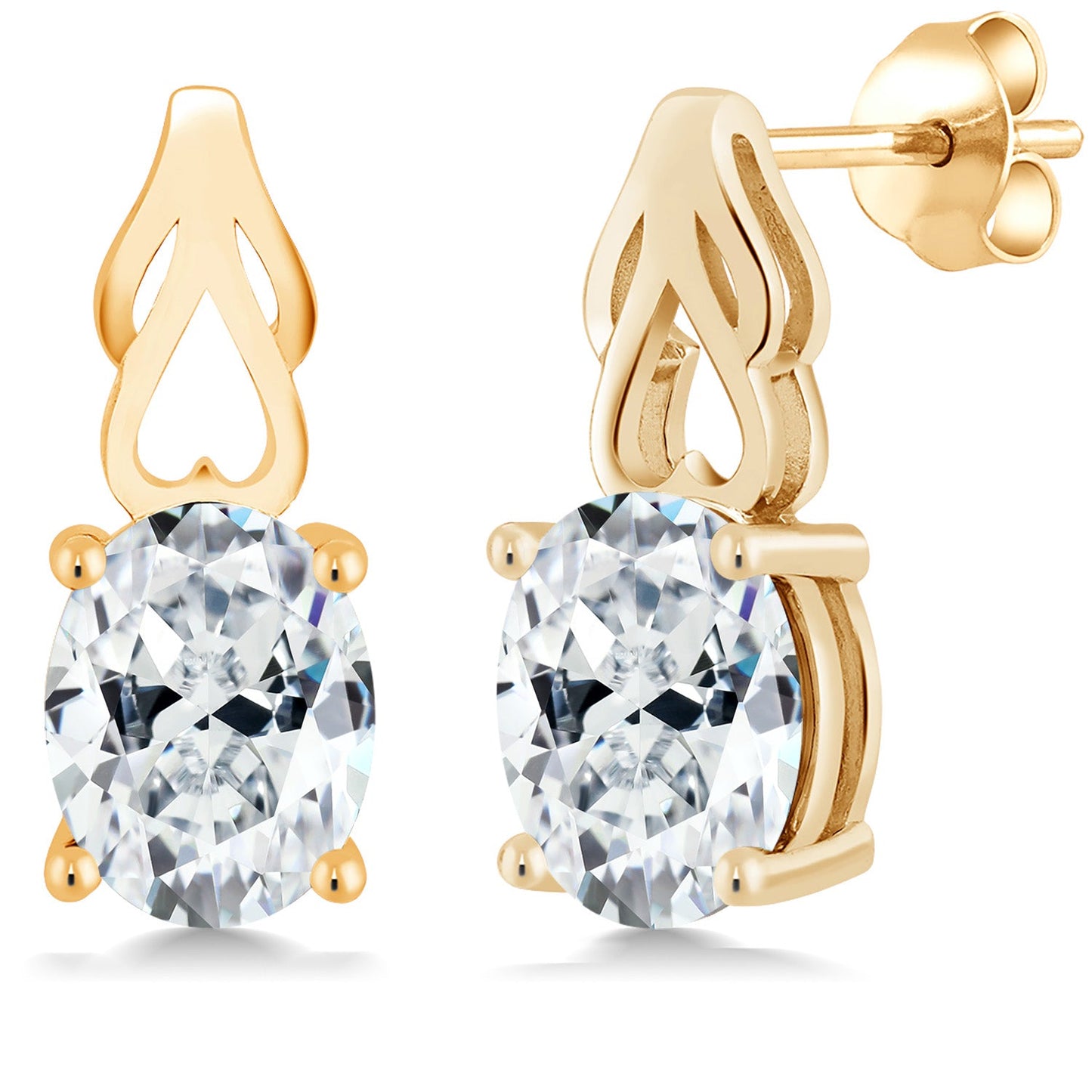 9X7MM Oval Gemstone Birthstone Drop Dangle Earrings For Women | 18K Yellow Gold Plated Silver | Fine Jewelry Gifts for Her Mom Women Wife