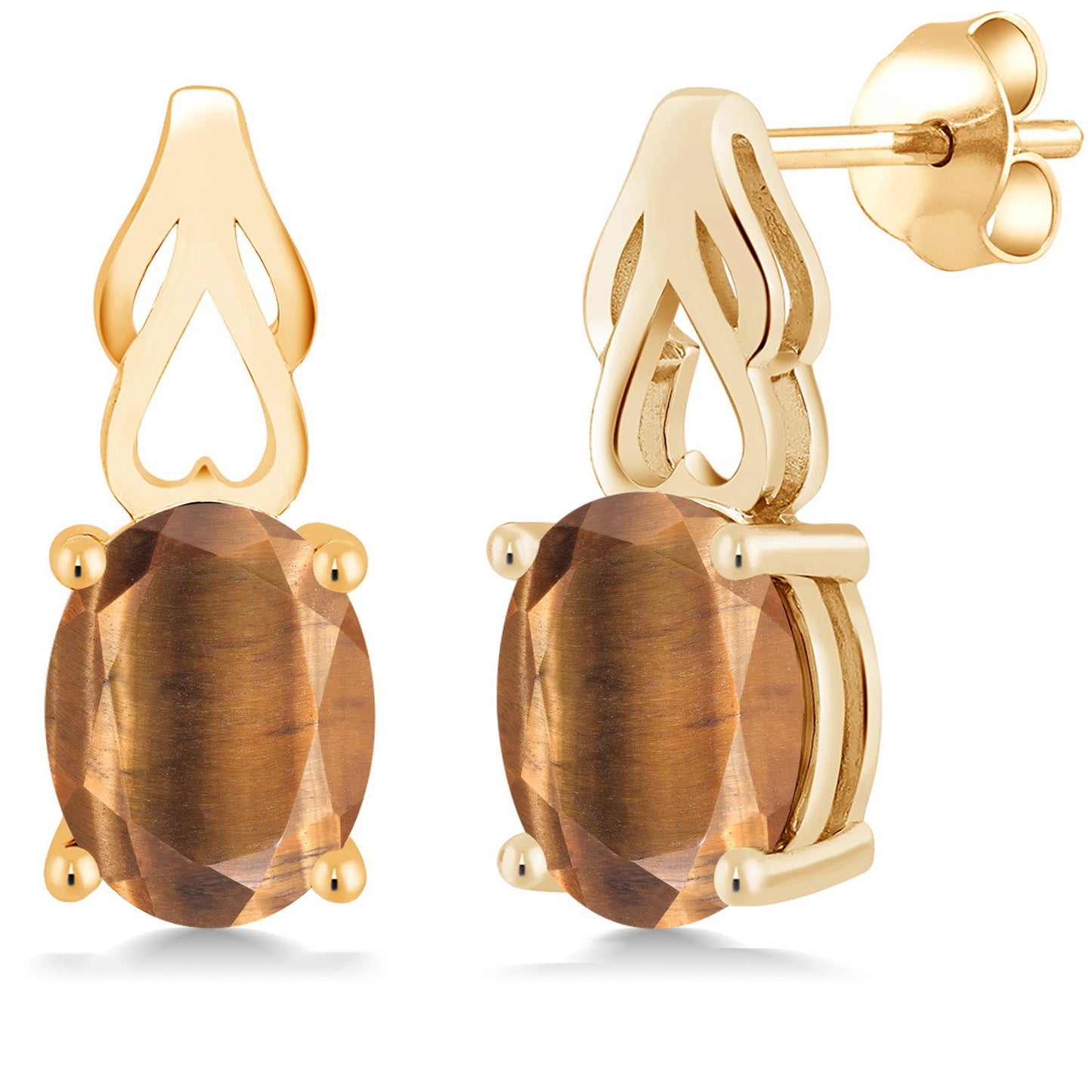 9X7MM Oval Gemstone Birthstone Drop Dangle Earrings For Women | 18K Yellow Gold Plated Silver | Fine Jewelry Gifts for Her Mom Women Wife