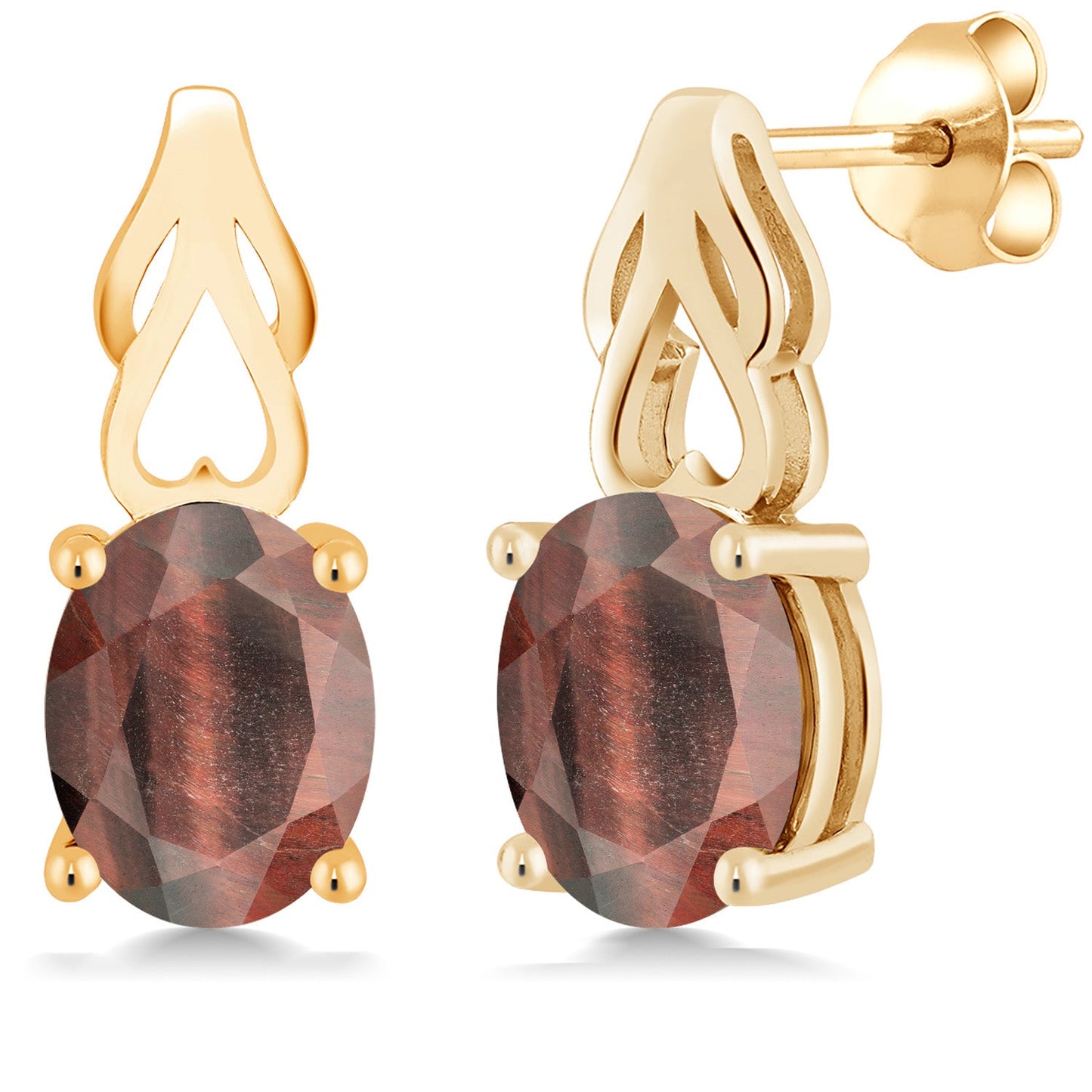 9X7MM Oval Gemstone Birthstone Drop Dangle Earrings For Women | 18K Yellow Gold Plated Silver | Fine Jewelry Gifts for Her Mom Women Wife