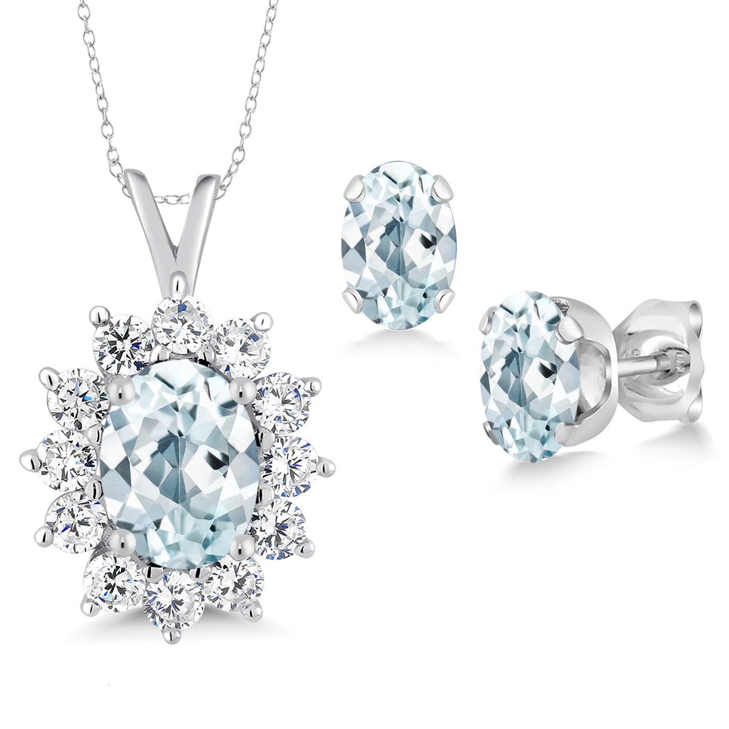 8X6MM and 6X4MM Oval Gemstone Birthstone Pendant and Earrings Jewelry Set For Women | 925 Sterling Silver | Fine Jewelry Gifts for Her Mom Women Wife | With 18 Inch Chain