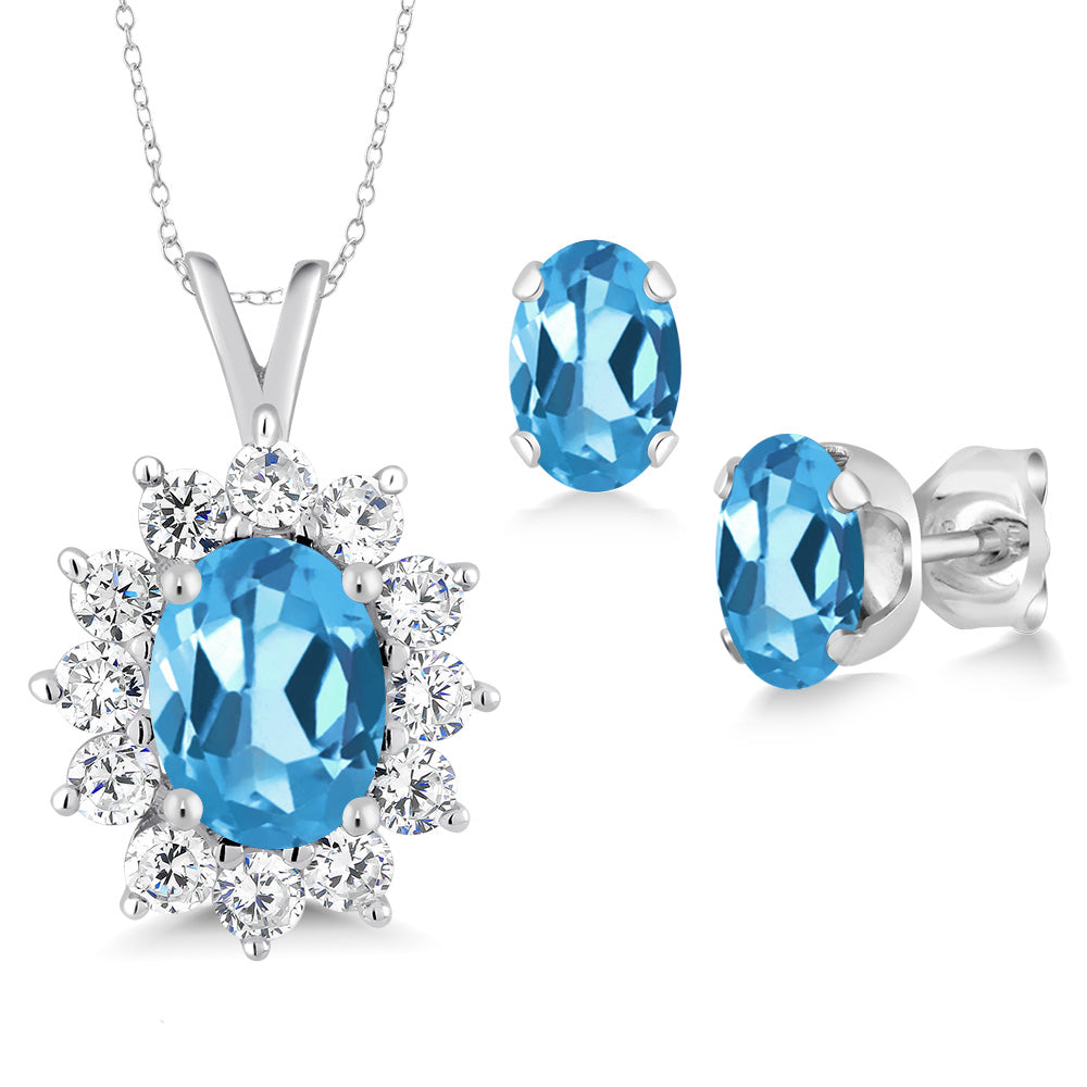 8X6MM and 6X4MM Oval Gemstone Birthstone Pendant and Earrings Jewelry Set For Women | 925 Sterling Silver | Fine Jewelry Gifts for Her Mom Women Wife | With 18 Inch Chain