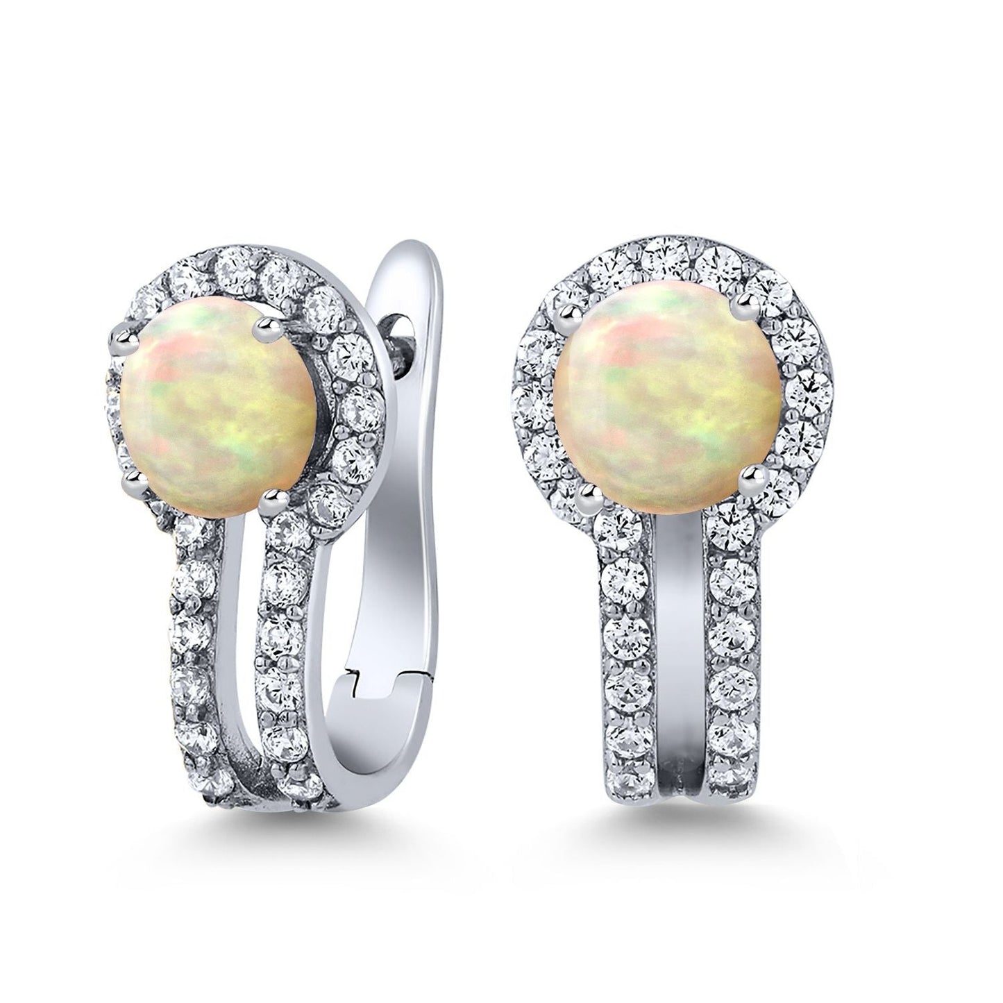 5MM Round French Clip Clasp Hook Earring For Women | 925 Sterling Silver | Gemstone Birthstone and White Created Sapphire Earrings | Fine Jewelry Gifts for Her Mom Women Wife