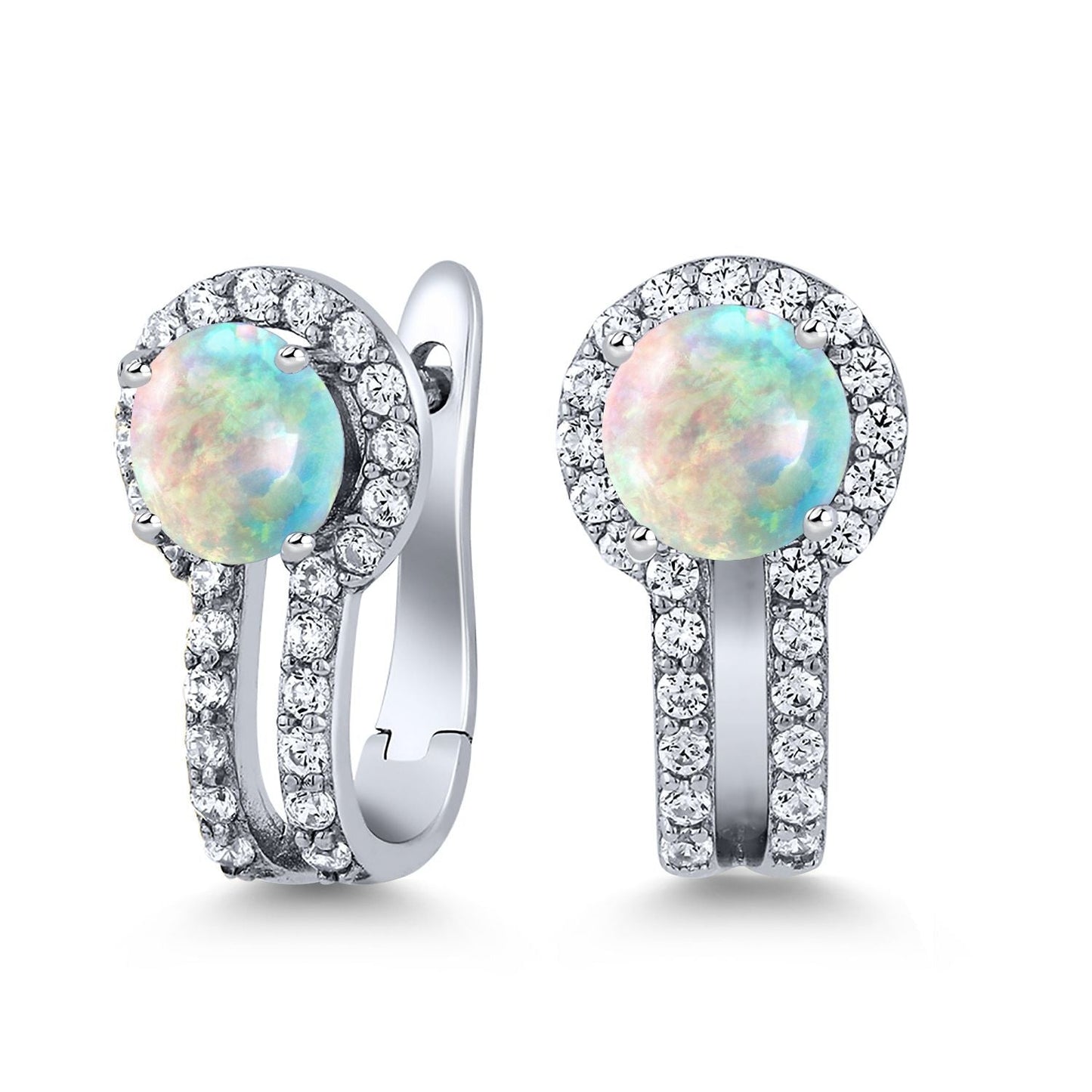 5MM Round French Clip Clasp Hook Earring For Women | 925 Sterling Silver | Gemstone Birthstone and White Created Sapphire Earrings | Fine Jewelry Gifts for Her Mom Women Wife