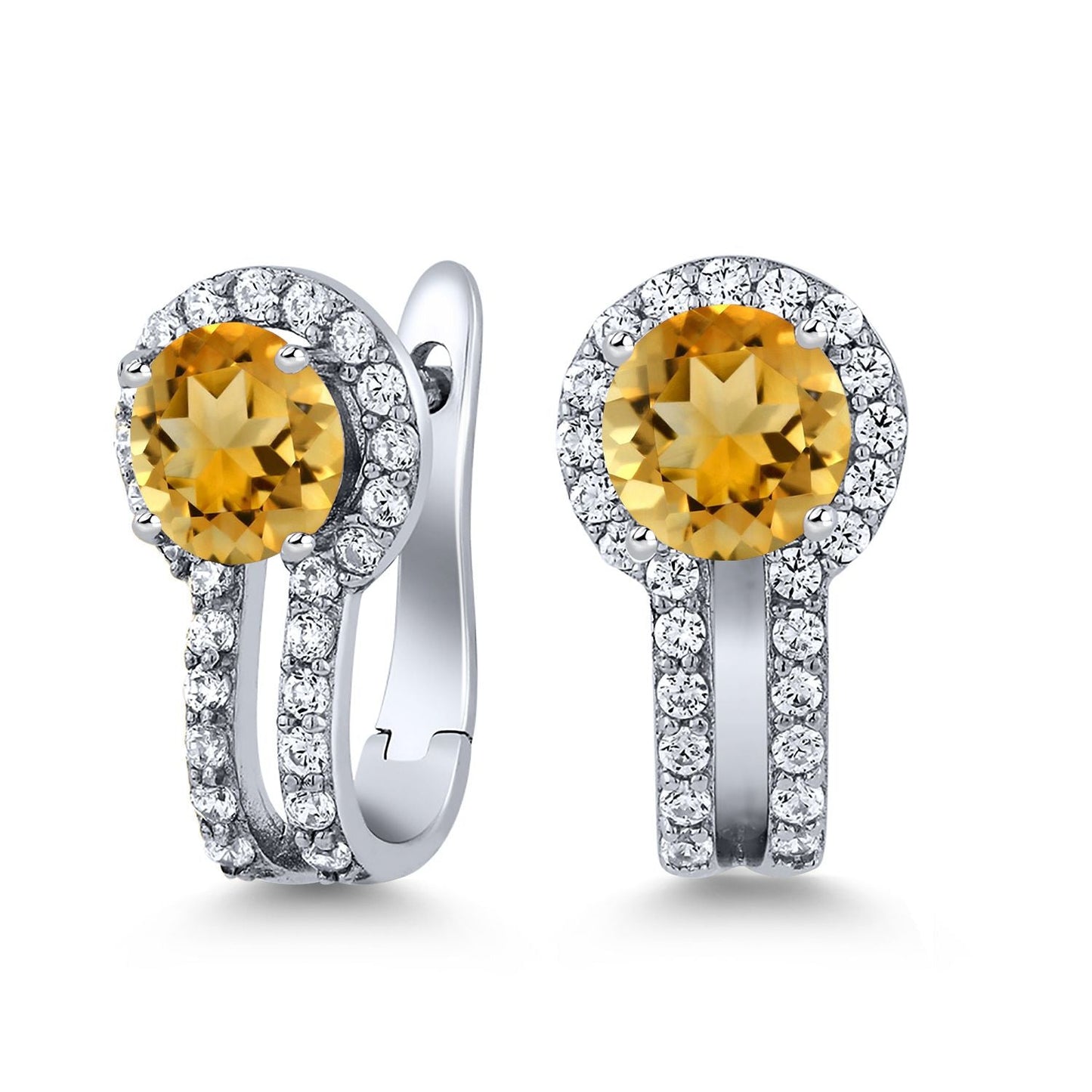 5MM Round French Clip Clasp Hook Earring For Women | 925 Sterling Silver | Gemstone Birthstone and White Created Sapphire Earrings | Fine Jewelry Gifts for Her Mom Women Wife