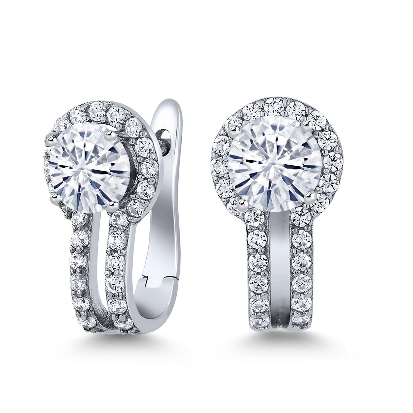 5MM Round French Clip Clasp Hook Earring For Women | 925 Sterling Silver | Gemstone Birthstone and White Created Sapphire Earrings | Fine Jewelry Gifts for Her Mom Women Wife