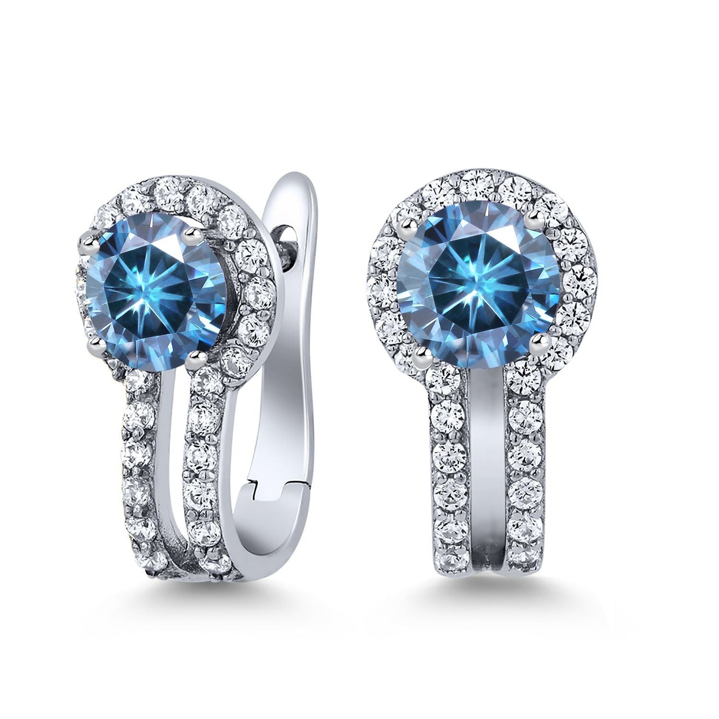 5MM Round French Clip Clasp Hook Earring For Women | 925 Sterling Silver | Gemstone Birthstone and White Created Sapphire Earrings | Fine Jewelry Gifts for Her Mom Women Wife