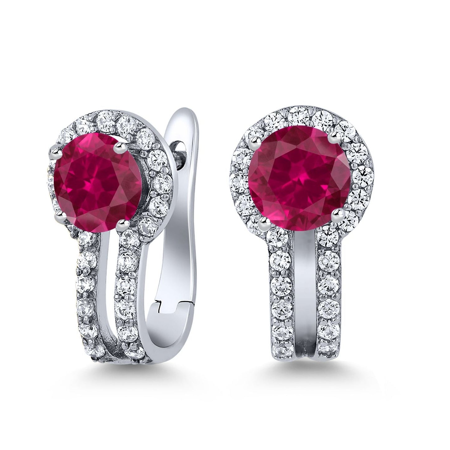 5MM Round French Clip Clasp Hook Earring For Women | 925 Sterling Silver | Gemstone Birthstone and White Created Sapphire Earrings | Fine Jewelry Gifts for Her Mom Women Wife