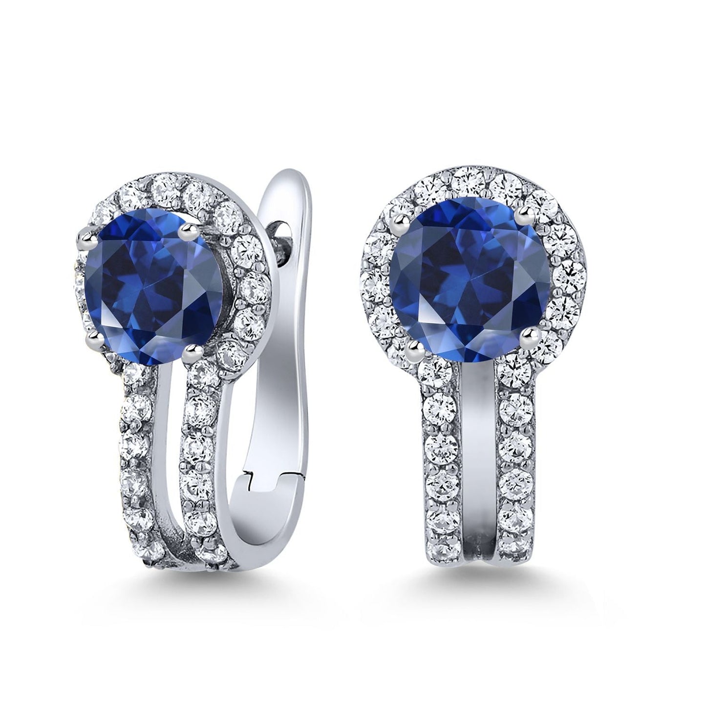 5MM Round French Clip Clasp Hook Earring For Women | 925 Sterling Silver | Gemstone Birthstone and White Created Sapphire Earrings | Fine Jewelry Gifts for Her Mom Women Wife