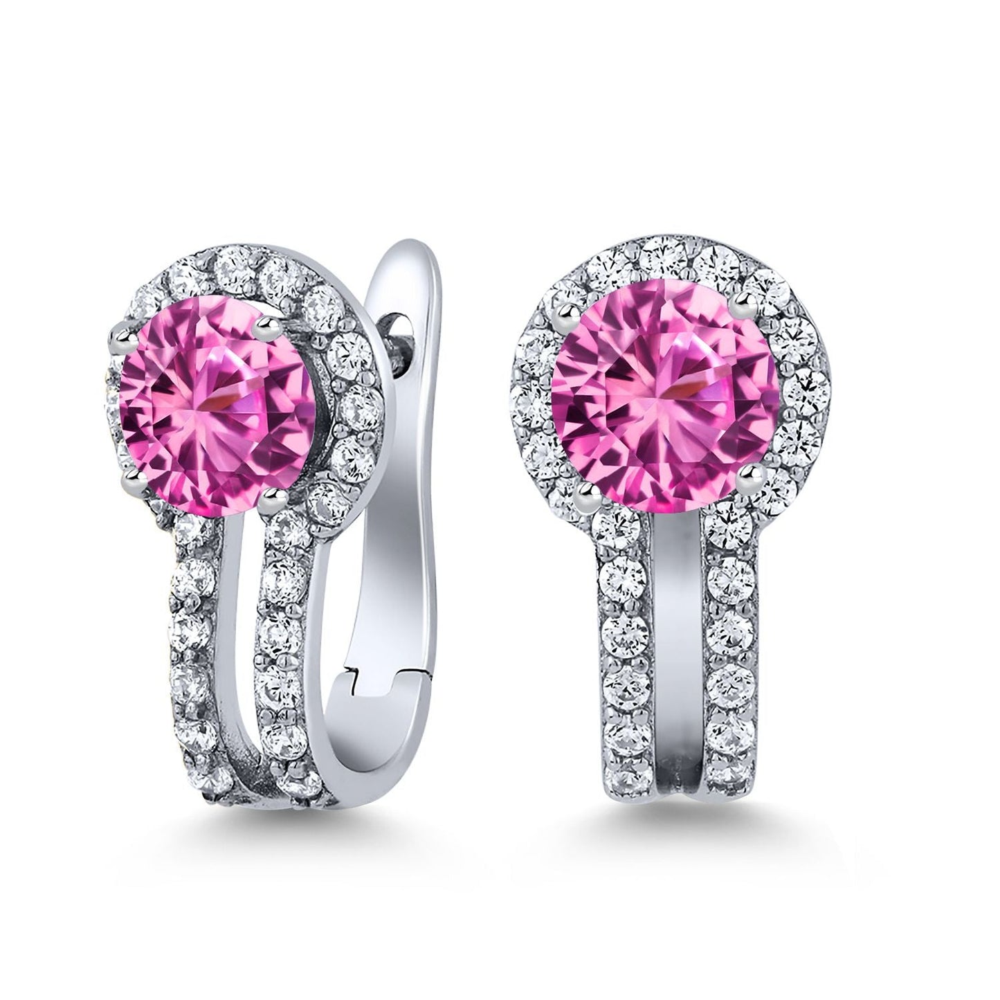 5MM Round French Clip Clasp Hook Earring For Women | 925 Sterling Silver | Gemstone Birthstone and White Created Sapphire Earrings | Fine Jewelry Gifts for Her Mom Women Wife