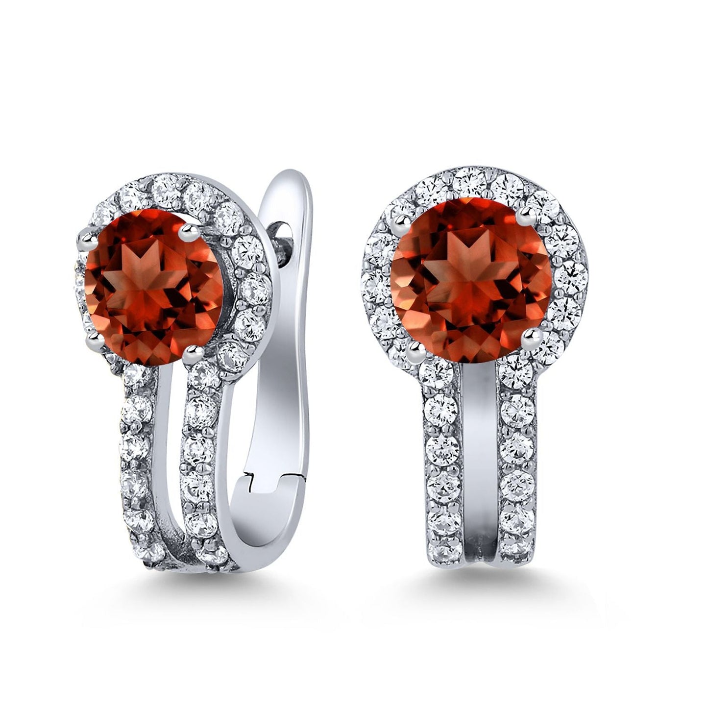 5MM Round French Clip Clasp Hook Earring For Women | 925 Sterling Silver | Gemstone Birthstone and White Created Sapphire Earrings | Fine Jewelry Gifts for Her Mom Women Wife