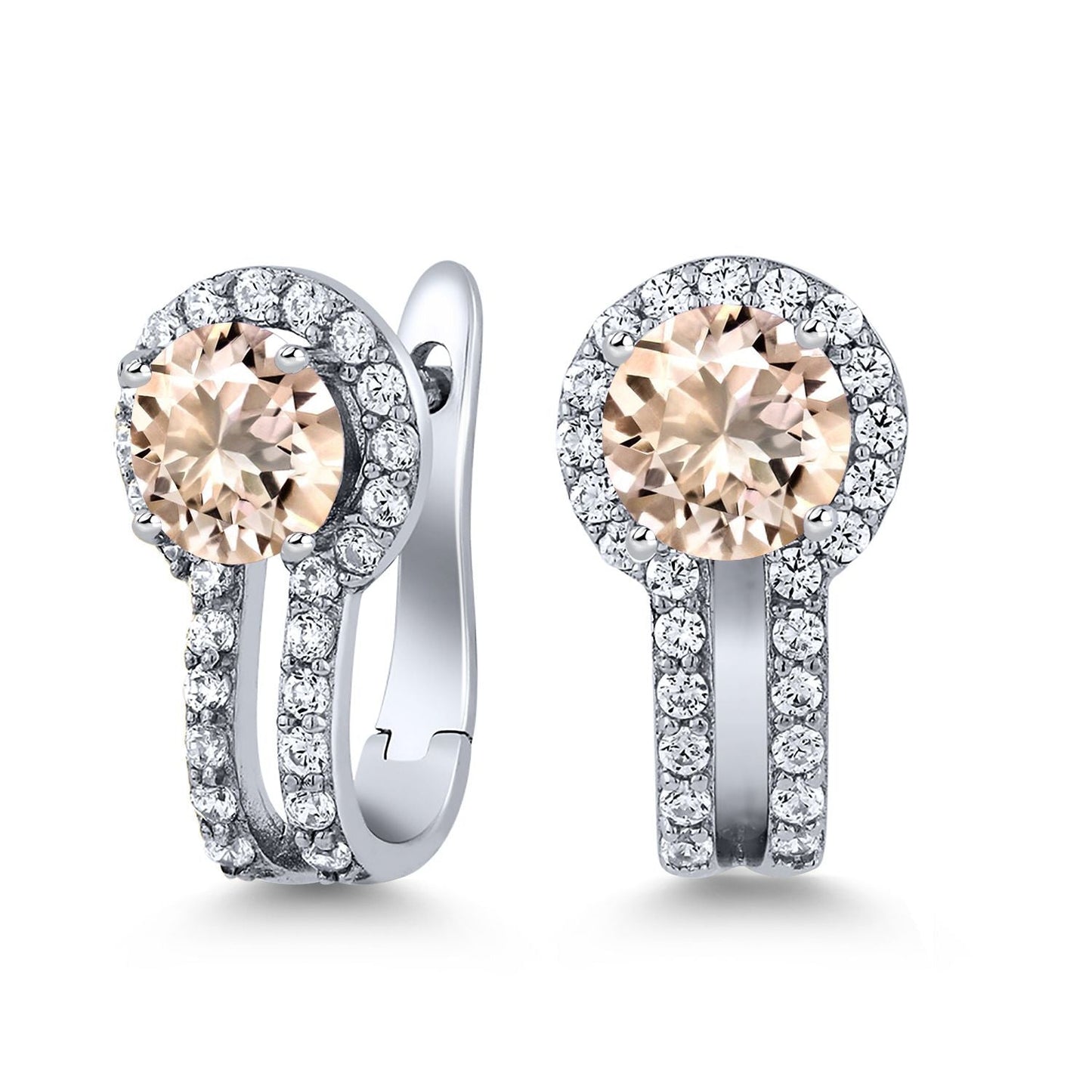 5MM Round French Clip Clasp Hook Earring For Women | 925 Sterling Silver | Gemstone Birthstone and White Created Sapphire Earrings | Fine Jewelry Gifts for Her Mom Women Wife