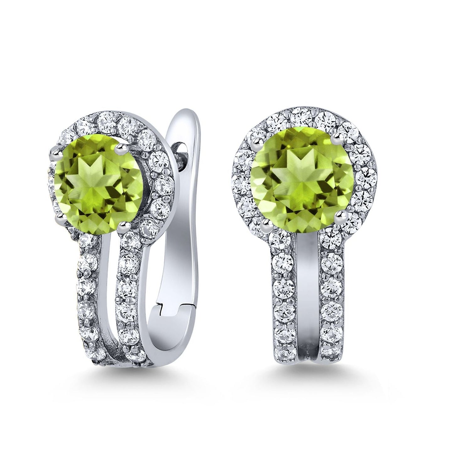 5MM Round French Clip Clasp Hook Earring For Women | 925 Sterling Silver | Gemstone Birthstone and White Created Sapphire Earrings | Fine Jewelry Gifts for Her Mom Women Wife