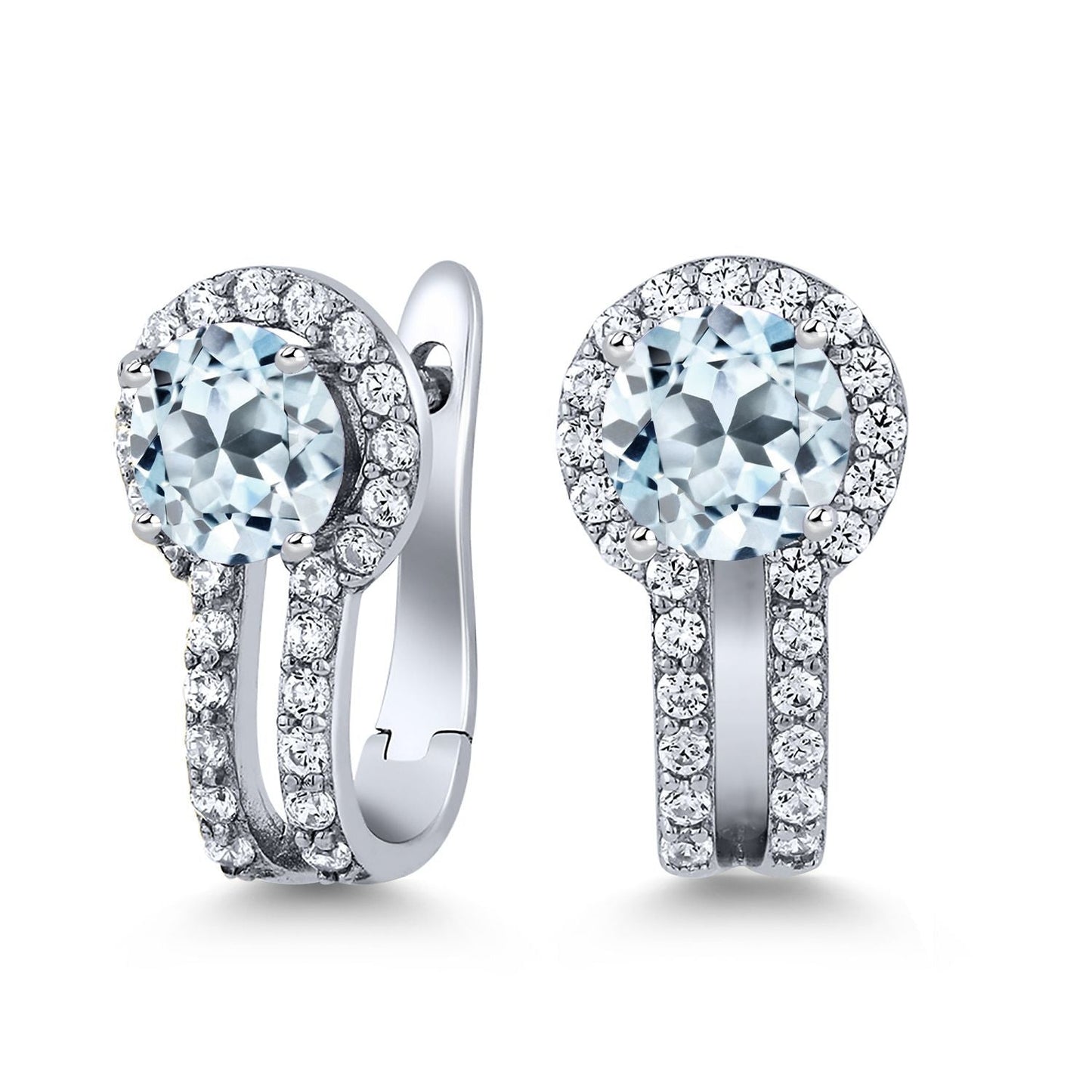 5MM Round French Clip Clasp Hook Earring For Women | 925 Sterling Silver | Gemstone Birthstone and White Created Sapphire Earrings | Fine Jewelry Gifts for Her Mom Women Wife