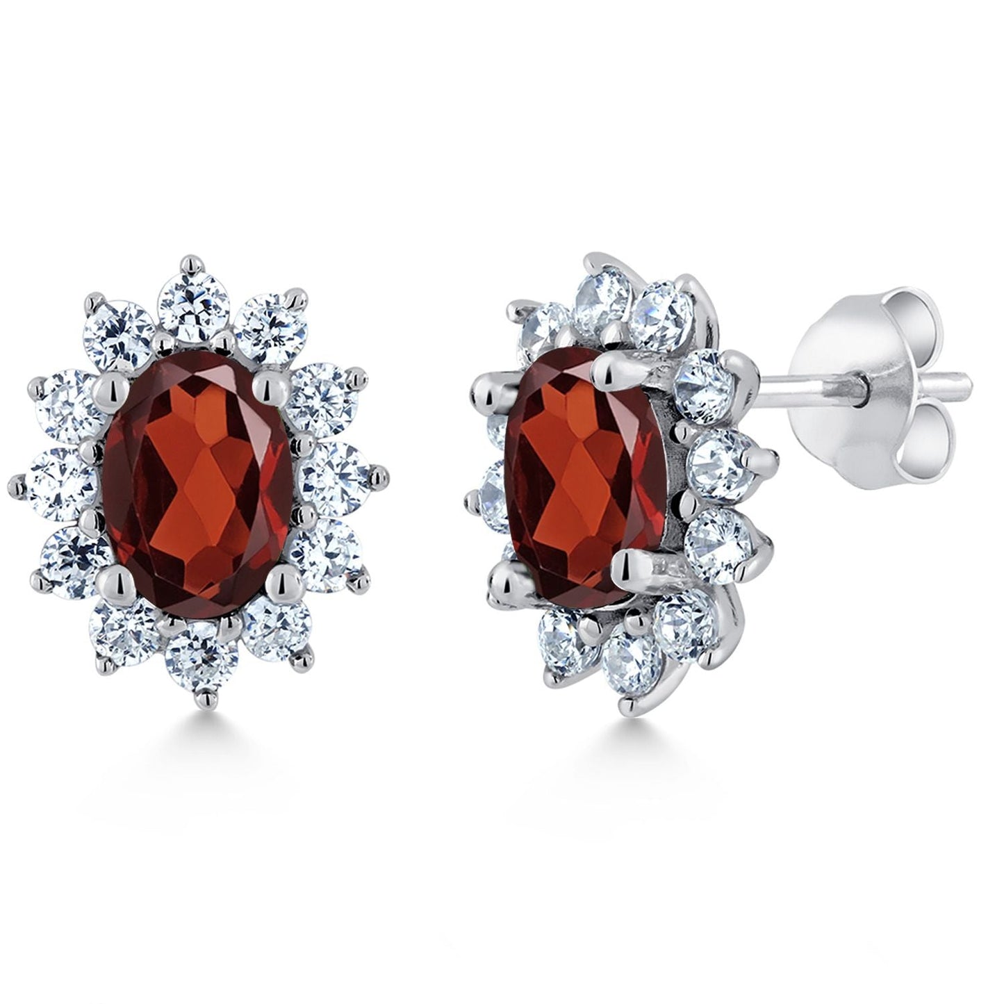 7X5MM Oval Gemstone Birthstone Stud Earrings For Women | Princess Diana Royal Halo Style | 925 Sterling Silver | Fine Jewelry Gifts for Anniversary Wedding Her Mom Women Wife