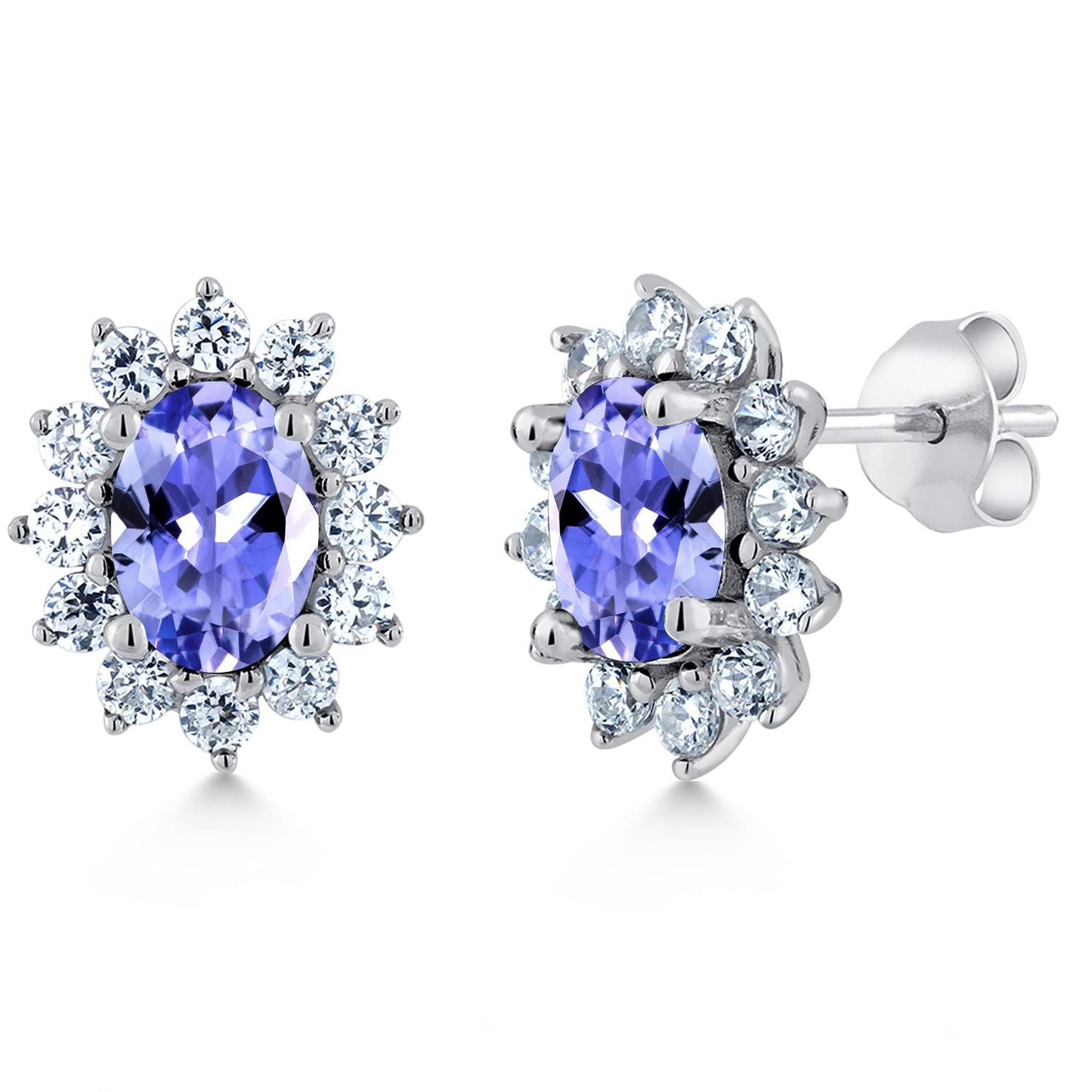 7X5MM Oval Gemstone Birthstone Stud Earrings For Women | Princess Diana Royal Halo Style | 925 Sterling Silver | Fine Jewelry Gifts for Anniversary Wedding Her Mom Women Wife