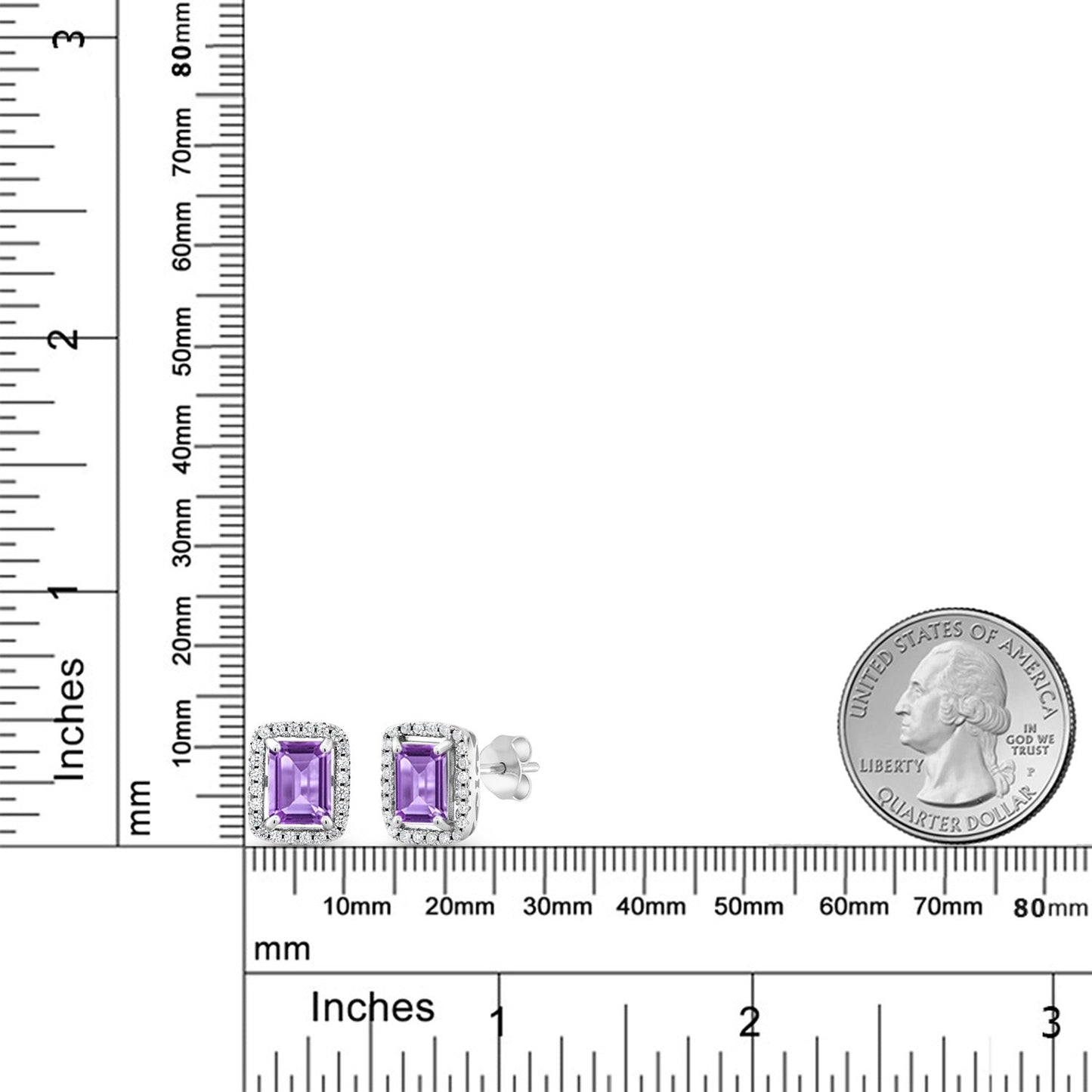 Halo Earring for Women | 925 Sterling Silver | Gemstone Birthstone Earrings | Emerald Cut 8X6MM | Fine Jewelry Gifts for Her Mom Women Wife