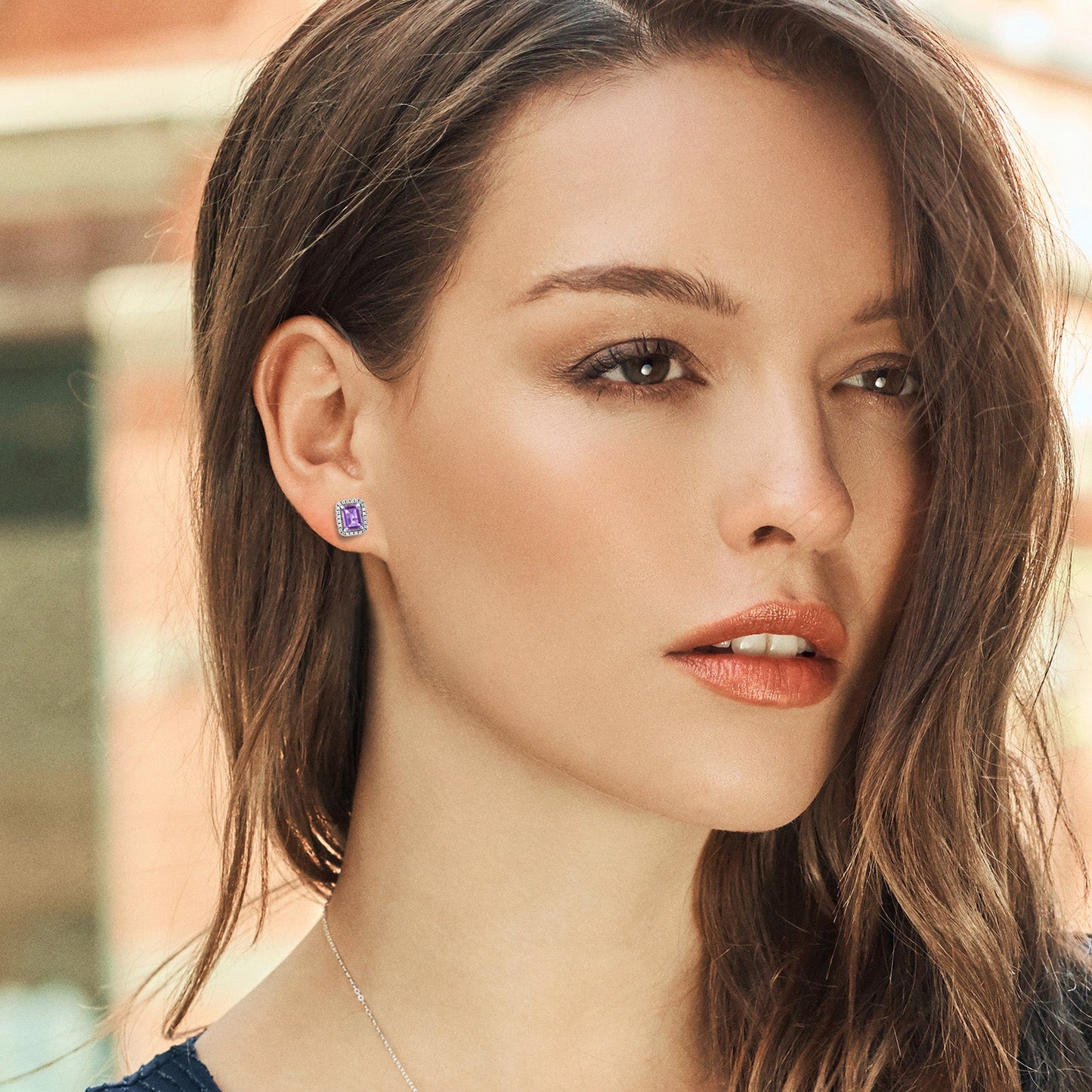 Halo Earring for Women | 925 Sterling Silver | Gemstone Birthstone Earrings | Emerald Cut 8X6MM | Fine Jewelry Gifts for Her Mom Women Wife