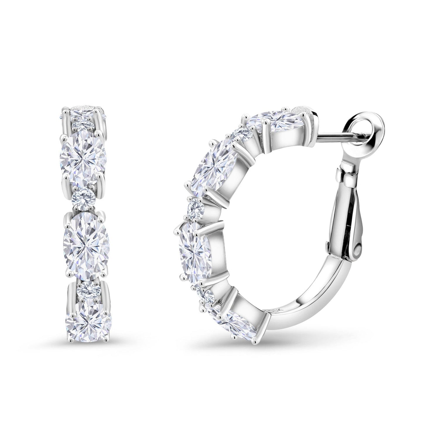 Gemstone Birthstone Hoop Earrings For Women | 925 Sterling Silver | Oval 6X4MM and Round 2MM | 20MM = 0.80 Inch | Fine Jewelry for Her Mom Women Wife