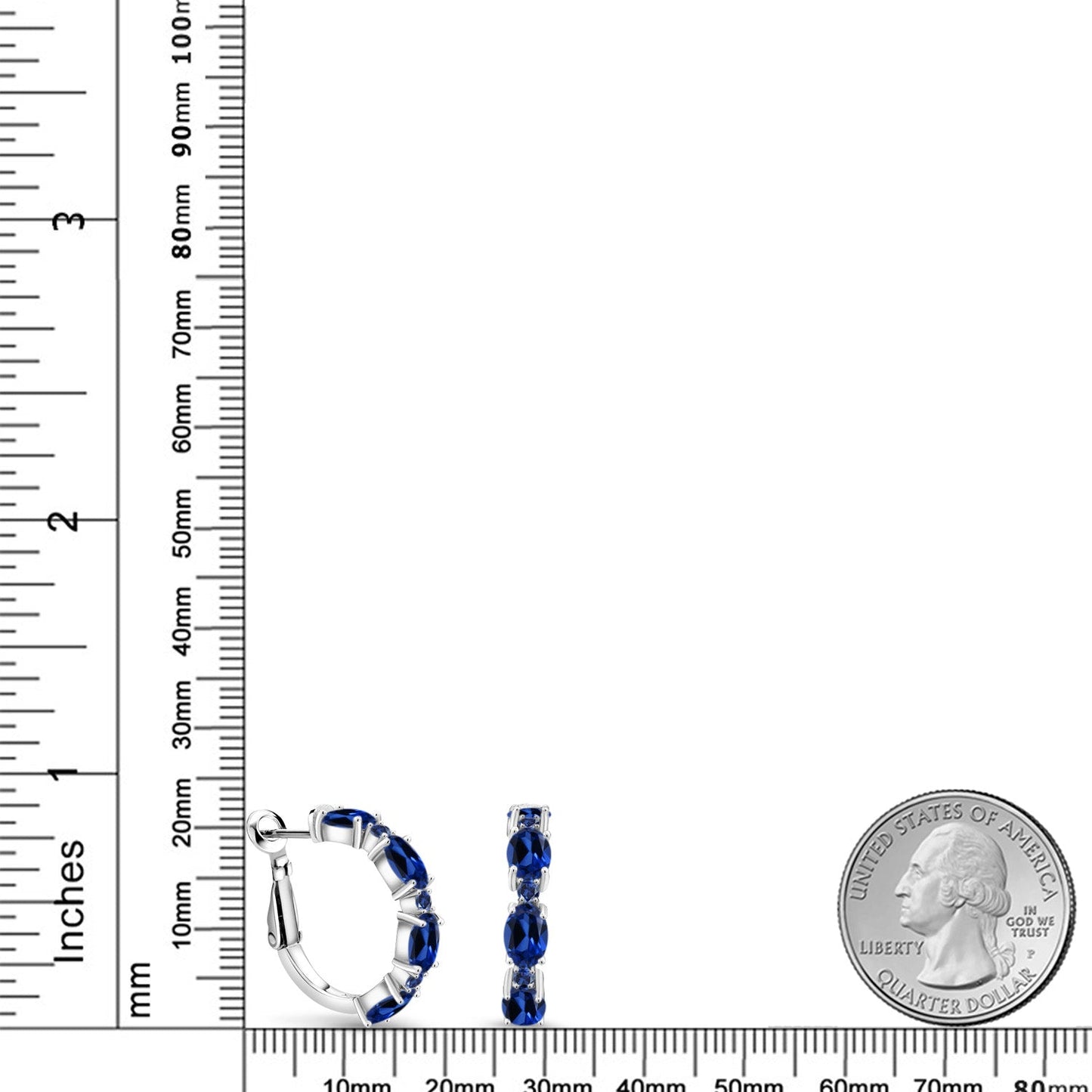 Gemstone Birthstone Hoop Earrings For Women | 925 Sterling Silver | Oval 6X4MM and Round 2MM | 20MM = 0.80 Inch | Fine Jewelry for Her Mom Women Wife