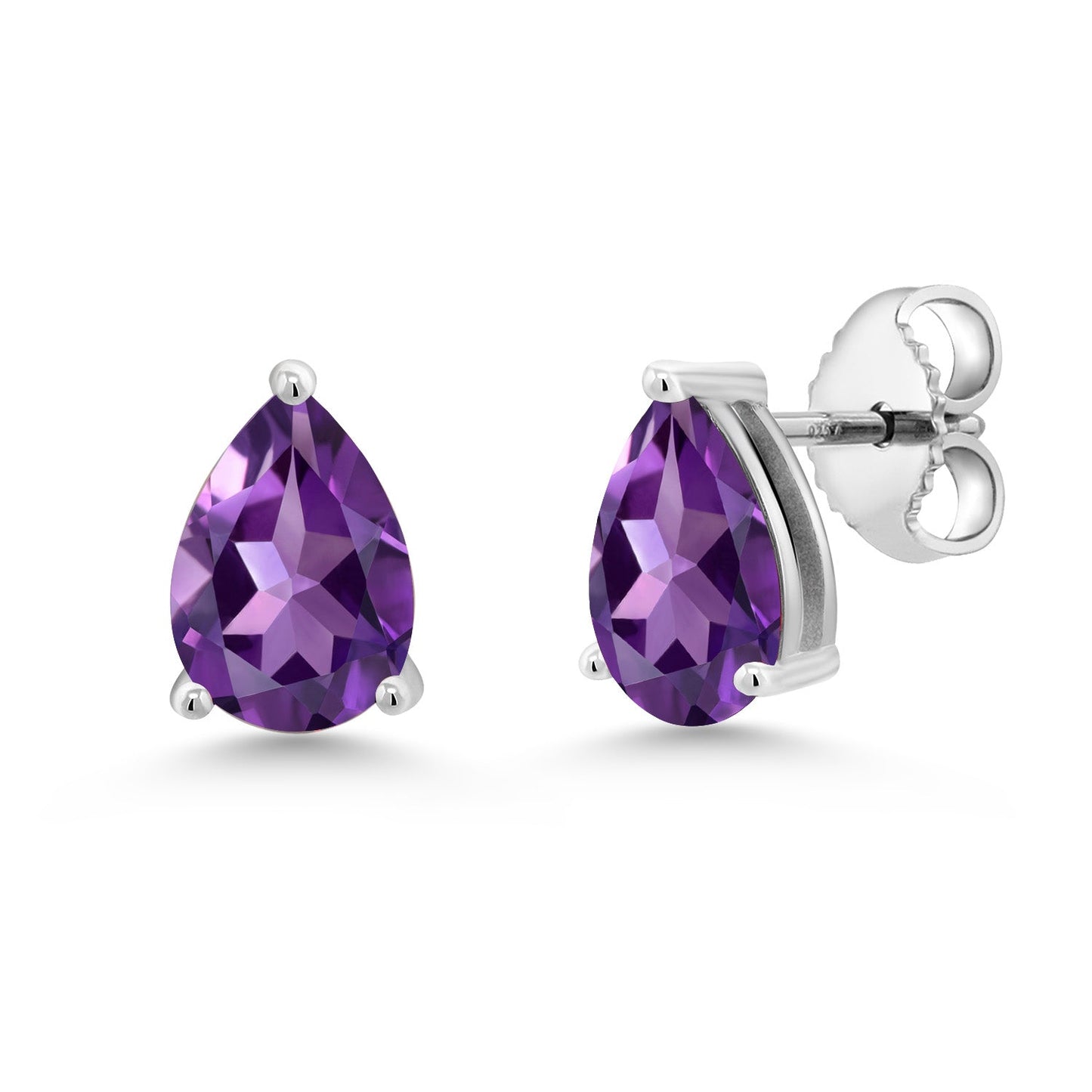 925 Sterling Silver Pear Shape 8X5MM Gemstone Birthstone Stud Earrings | Push Back Solitaire Stud Earrings For Women Men