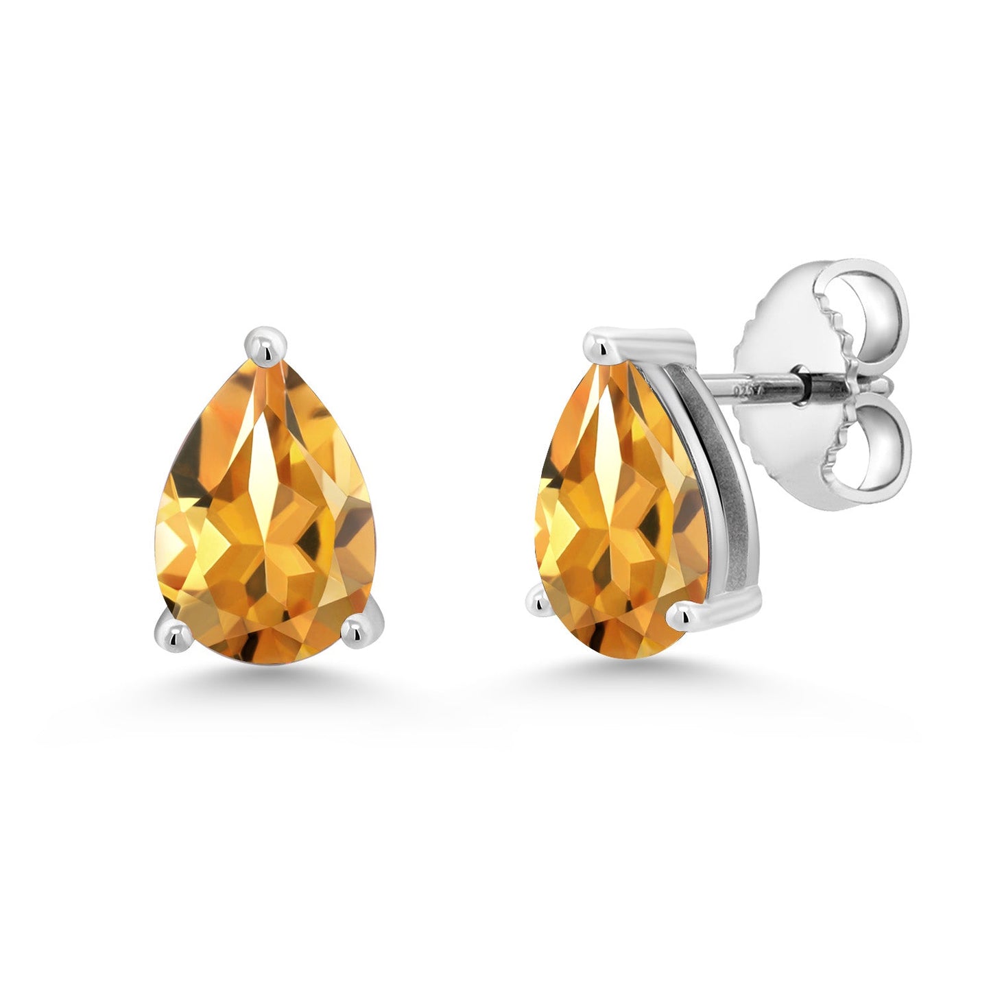 925 Sterling Silver Pear Shape 8X5MM Gemstone Birthstone Stud Earrings | Push Back Solitaire Stud Earrings For Women Men