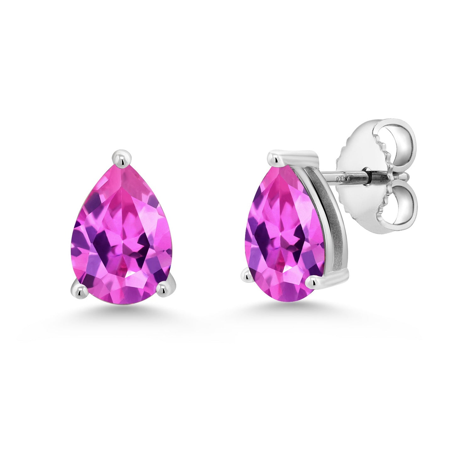925 Sterling Silver Pear Shape 8X5MM Gemstone Birthstone Stud Earrings | Push Back Solitaire Stud Earrings For Women Men