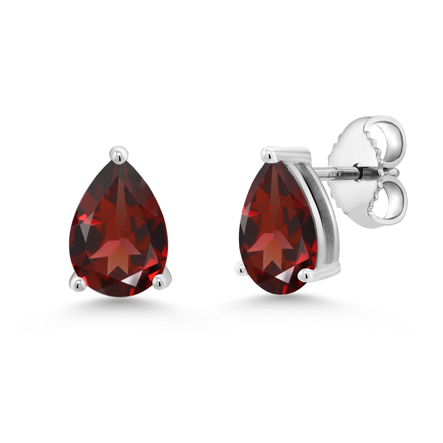 925 Sterling Silver Pear Shape 8X5MM Gemstone Birthstone Stud Earrings | Push Back Solitaire Stud Earrings For Women Men