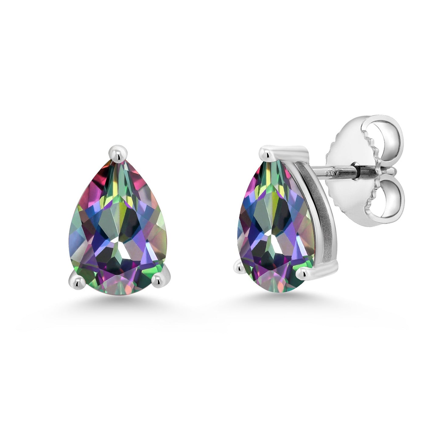 925 Sterling Silver Pear Shape 8X5MM Gemstone Birthstone Stud Earrings | Push Back Solitaire Stud Earrings For Women Men