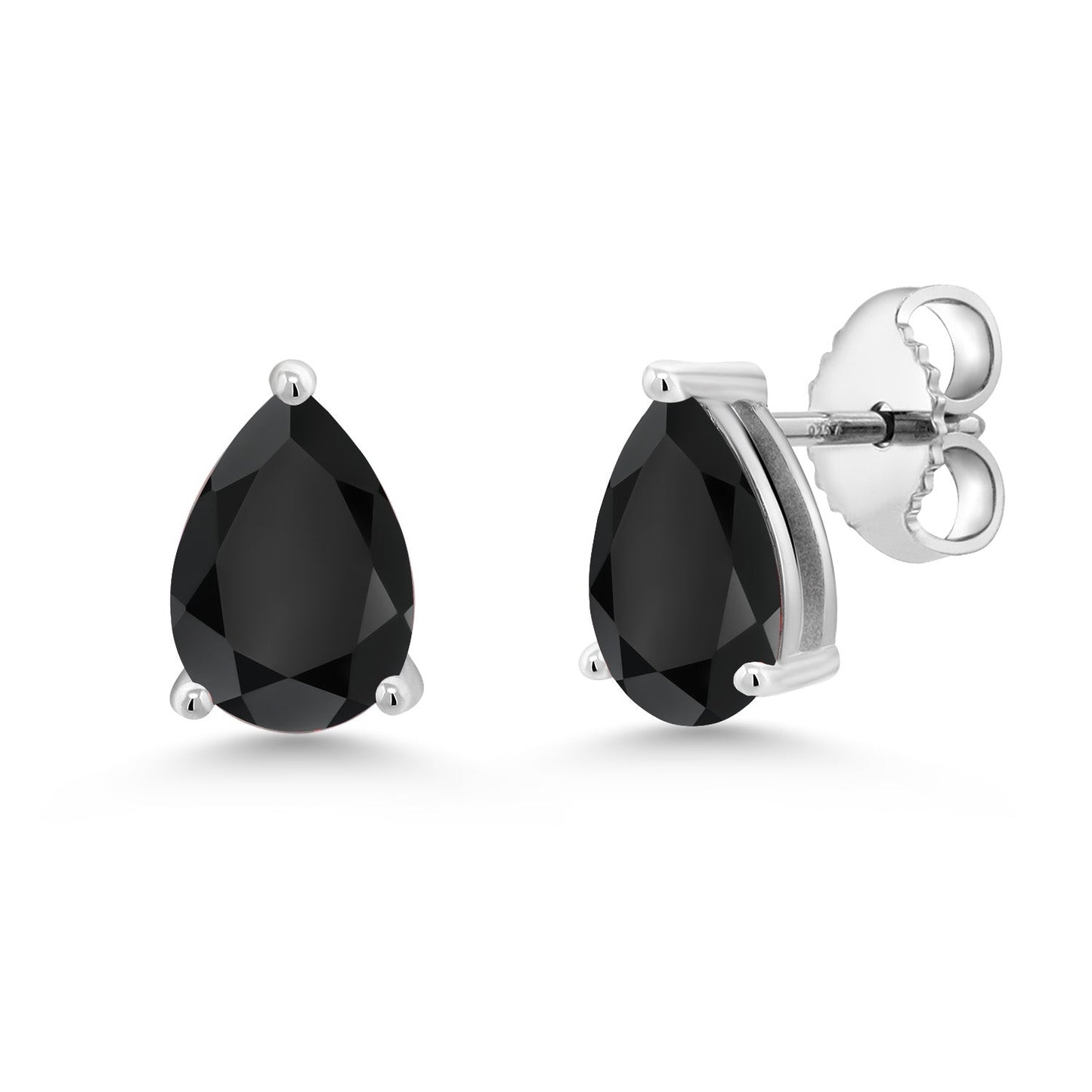 925 Sterling Silver Pear Shape 8X5MM Gemstone Birthstone Stud Earrings | Push Back Solitaire Stud Earrings For Women Men