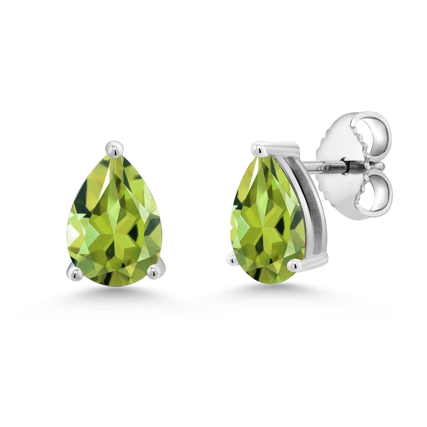 925 Sterling Silver Pear Shape 8X5MM Gemstone Birthstone Stud Earrings | Push Back Solitaire Stud Earrings For Women Men