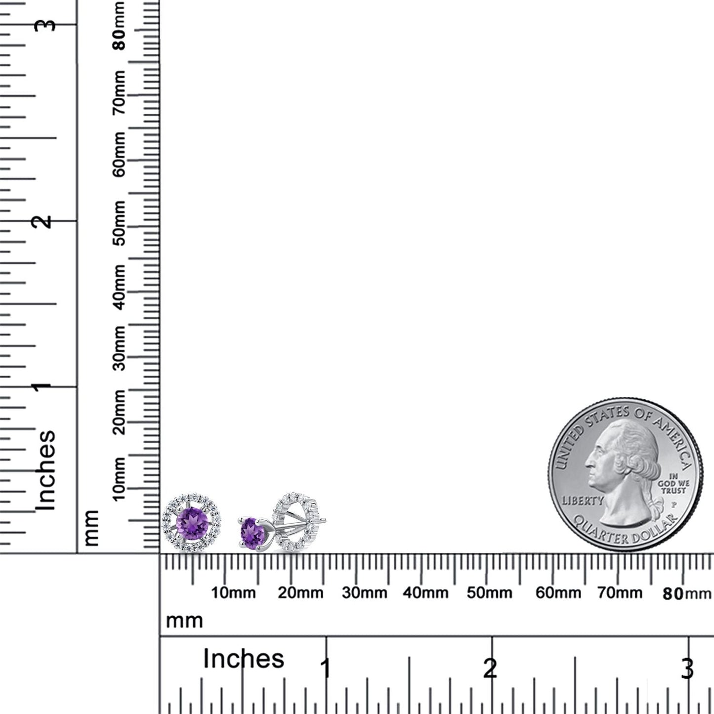 925 Sterling Silver Gemstone Birthstone and White Moissanite Earrings | Studs with Removable Jackets for Women | Center Round 5MM