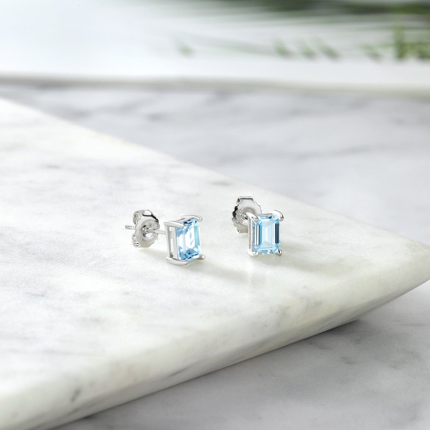 7X5MM Emerald Cut Gemstone Birthstone Stud Earrings For Women Men | 925 Sterling Silver | Fine Jewelry Gifts for Her Mom Women Wife