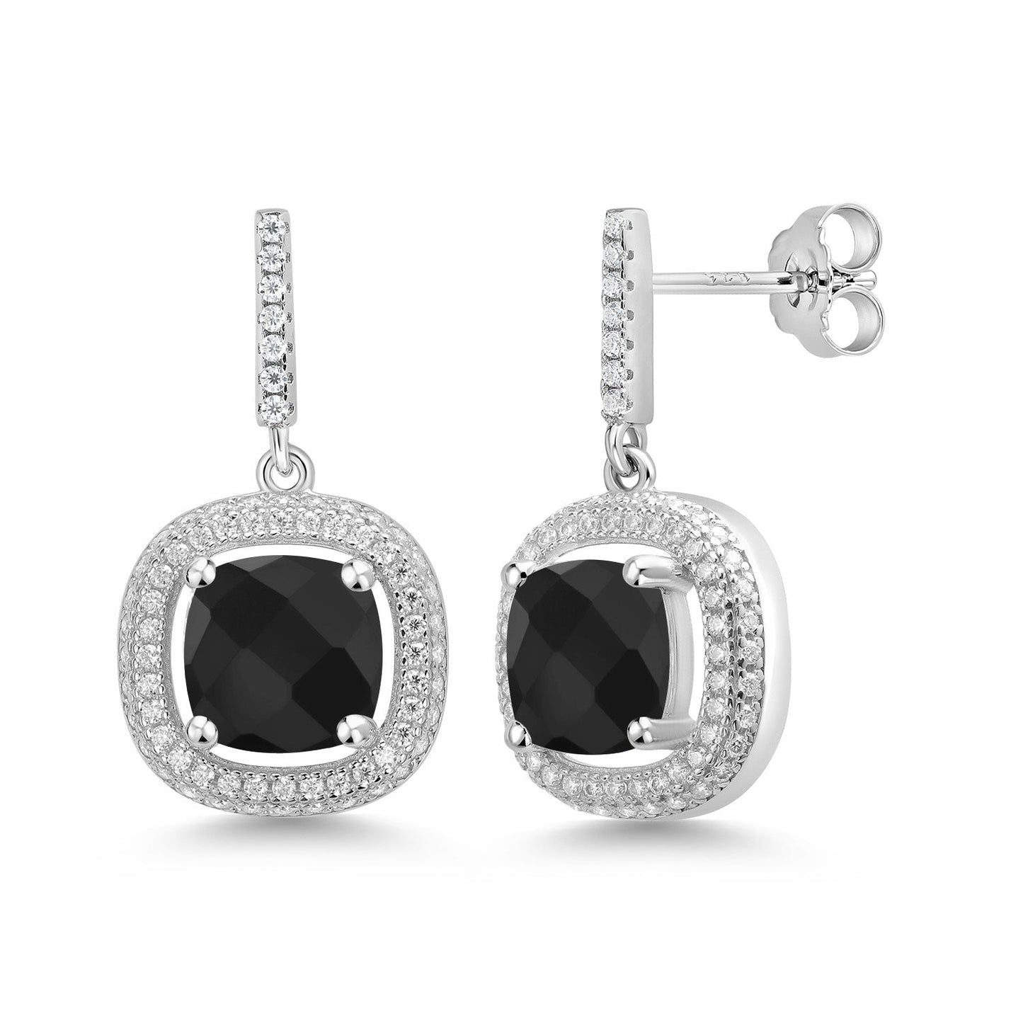 4-6 Cttw Gemstone Birthstone and White Moissanite Drop Dangle Earrings For Women | 8MM Cushion Cut | 925 Sterling Silver | Fine Jewelry Gifts for Her Mom Women Wife