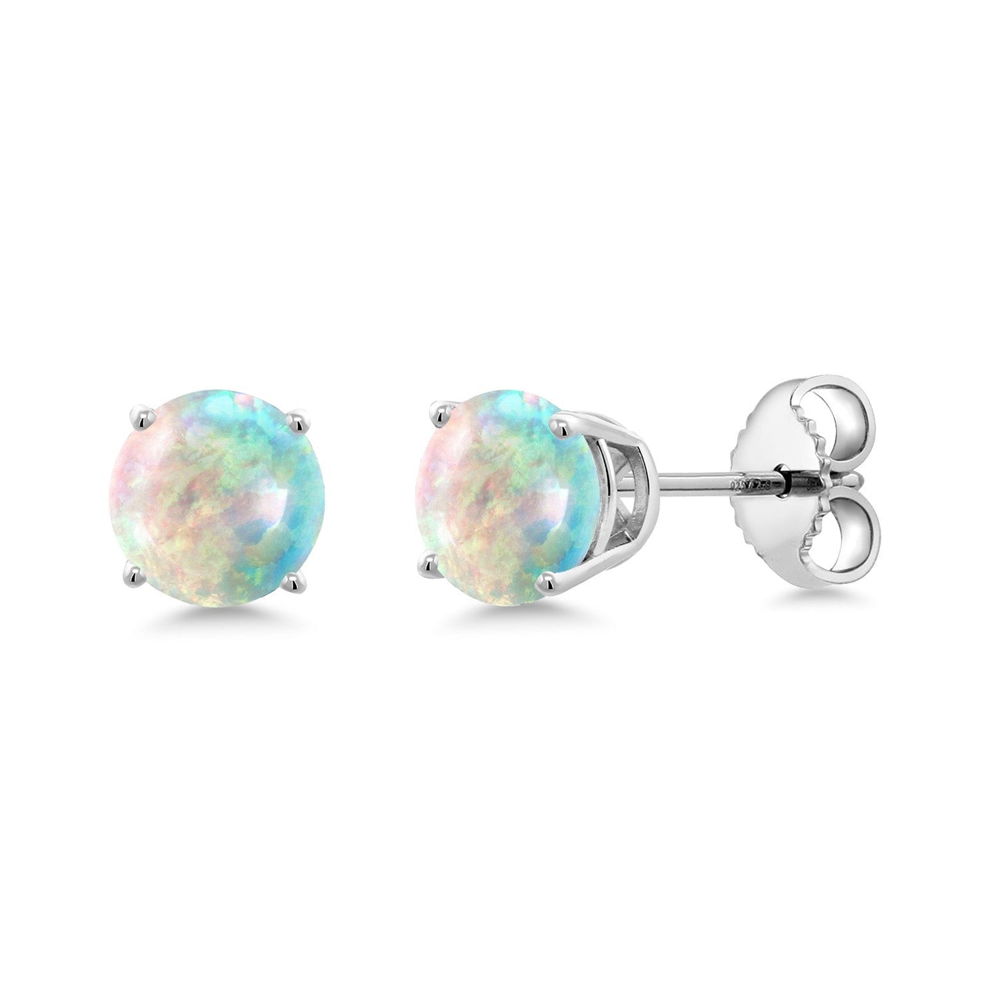 925 Sterling Silver 5MM Round Gemstone Birthstone 4-Prong Basket Setting Stud Earrings For Women Men