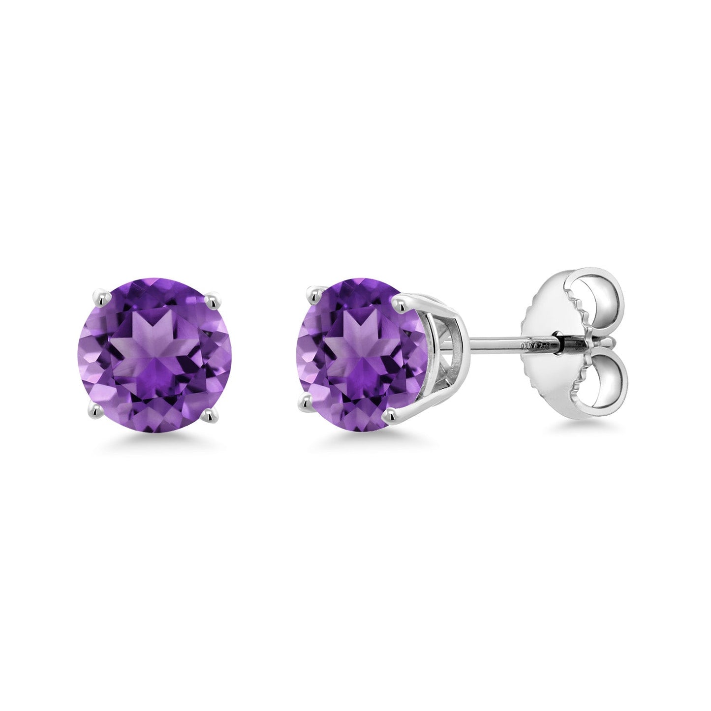 925 Sterling Silver 5MM Round Gemstone Birthstone 4-Prong Basket Setting Stud Earrings For Women Men