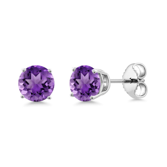 925 Sterling Silver 5MM Round Gemstone Birthstone 4-Prong Basket Setting Stud Earrings For Women Men