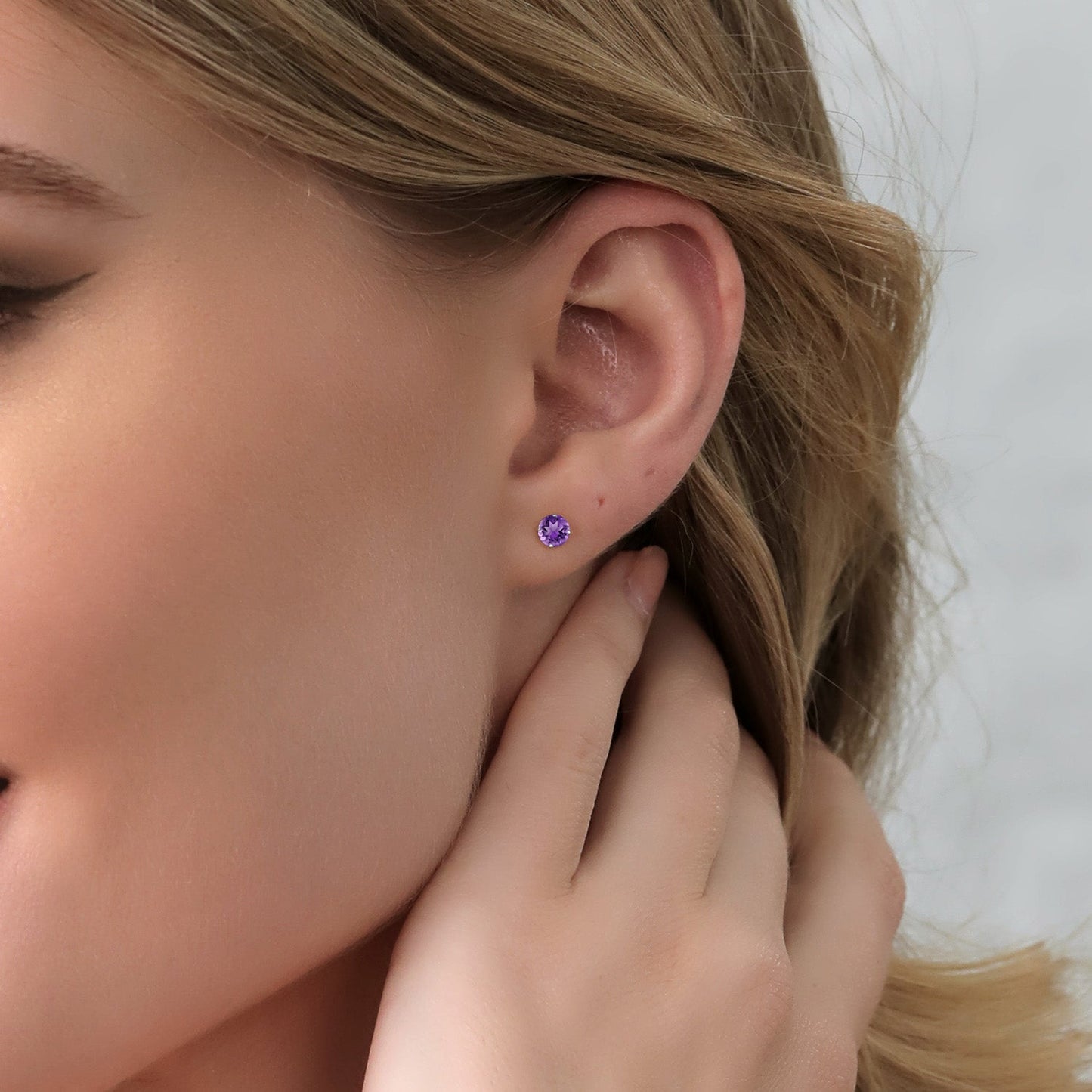 925 Sterling Silver 5MM Round Gemstone Birthstone 4-Prong Basket Setting Stud Earrings For Women Men