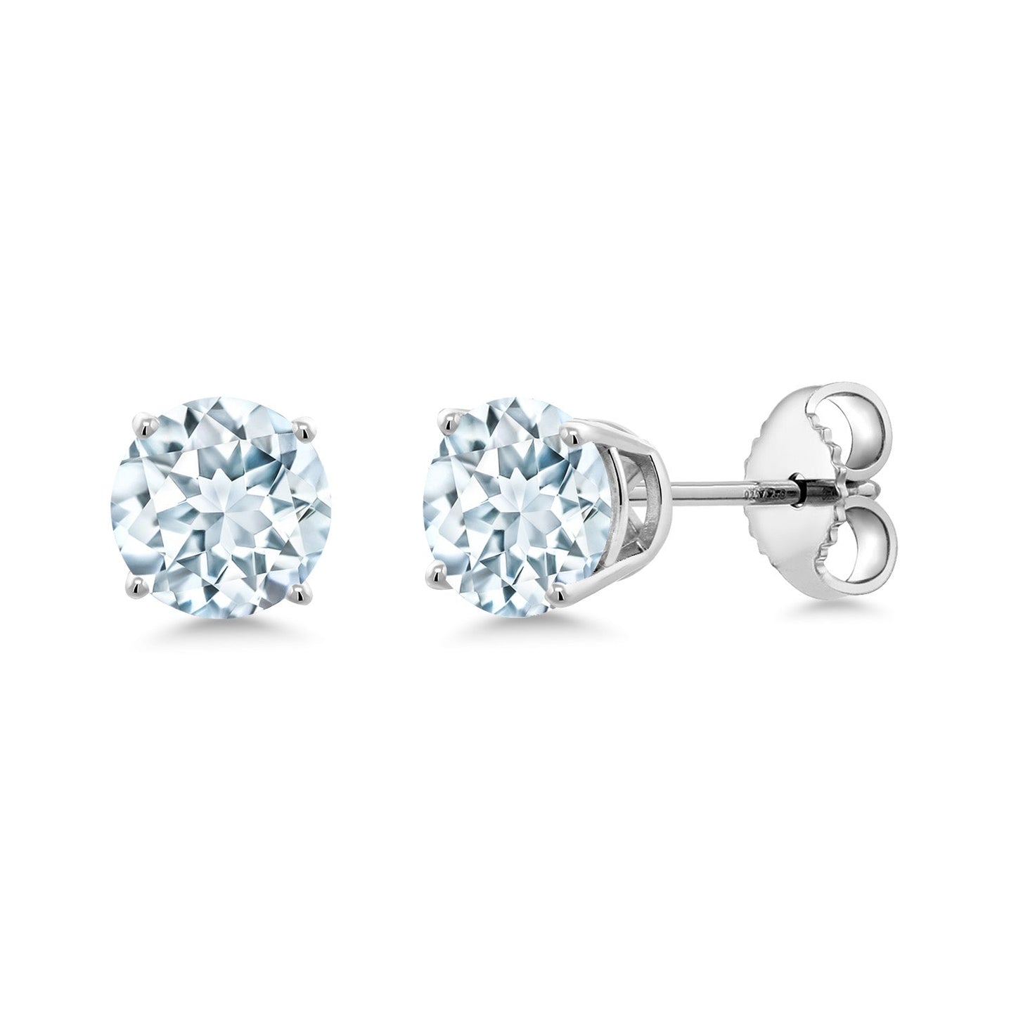 925 Sterling Silver 5MM Round Gemstone Birthstone 4-Prong Basket Setting Stud Earrings For Women Men
