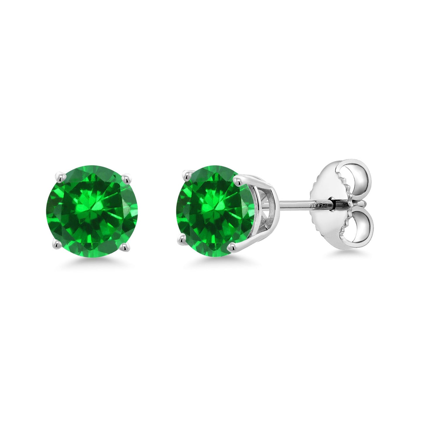925 Sterling Silver 5MM Round Gemstone Birthstone 4-Prong Basket Setting Stud Earrings For Women Men