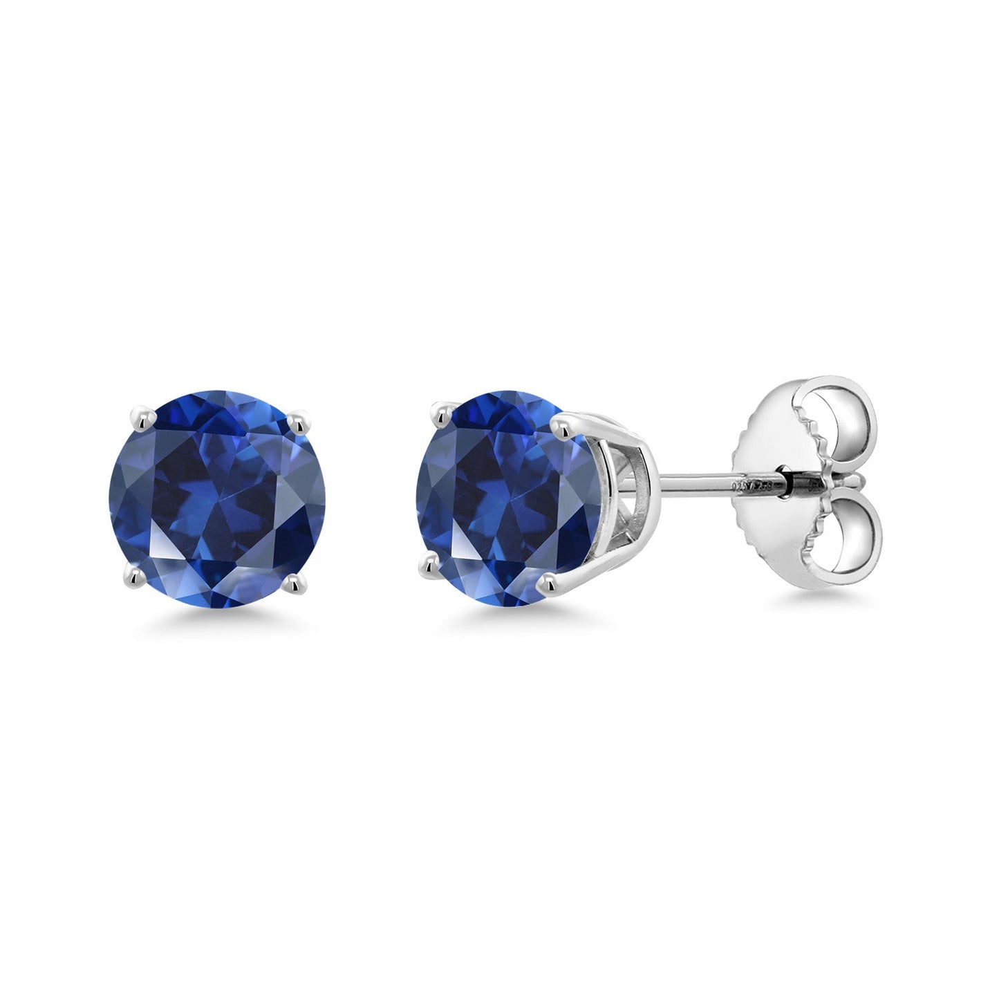 925 Sterling Silver 5MM Round Gemstone Birthstone 4-Prong Basket Setting Stud Earrings For Women Men