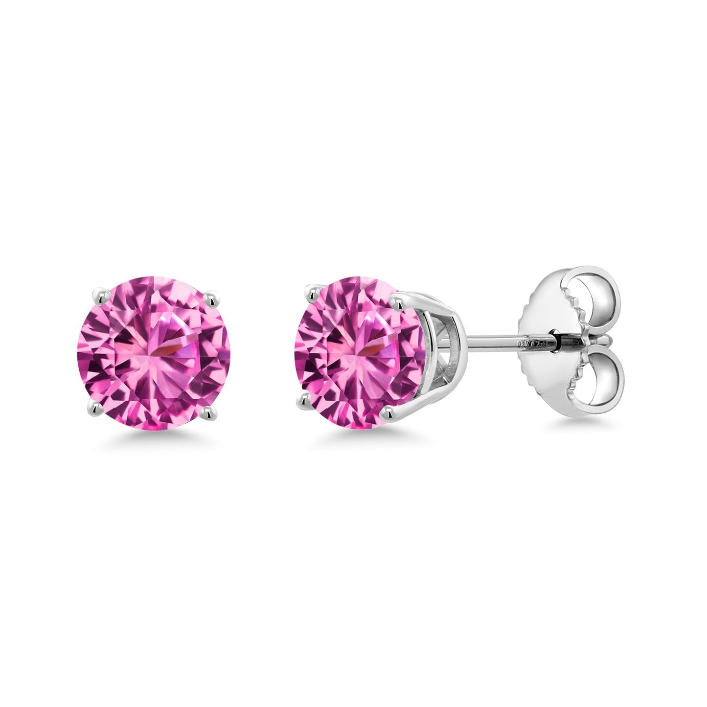 925 Sterling Silver 5MM Round Gemstone Birthstone 4-Prong Basket Setting Stud Earrings For Women Men