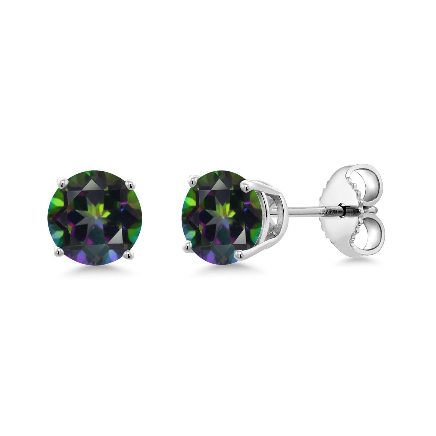 925 Sterling Silver 5MM Round Gemstone Birthstone 4-Prong Basket Setting Stud Earrings For Women Men