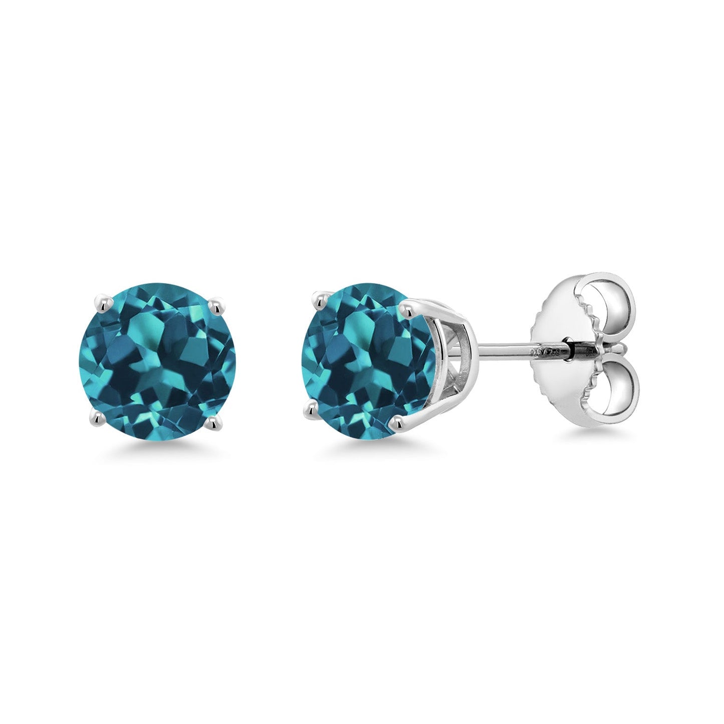 925 Sterling Silver 5MM Round Gemstone Birthstone 4-Prong Basket Setting Stud Earrings For Women Men