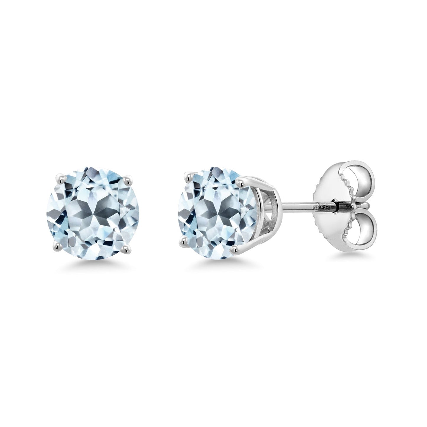 925 Sterling Silver 5MM Round Gemstone Birthstone 4-Prong Basket Setting Stud Earrings For Women Men