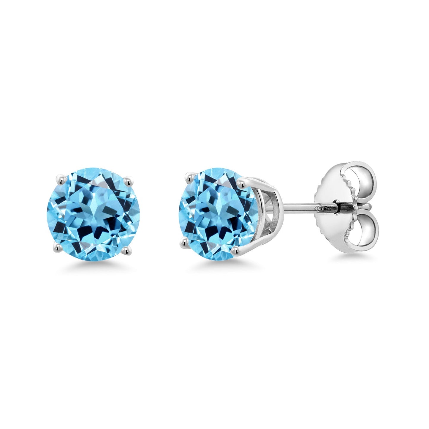 925 Sterling Silver 5MM Round Gemstone Birthstone 4-Prong Basket Setting Stud Earrings For Women Men